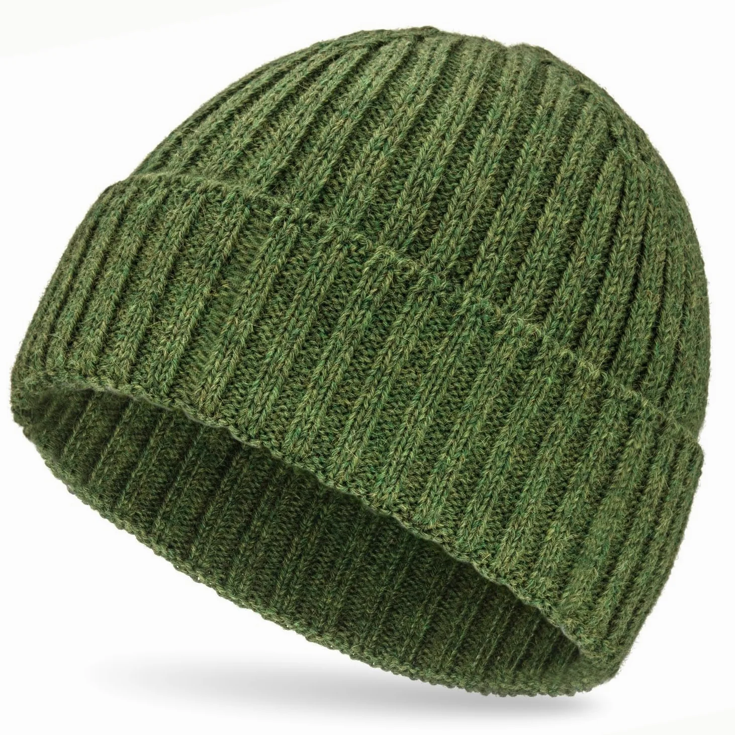 HANSA-FARM miękka damska i męska czapka w 100% z wełny alpaki, w ponad 14 kolorach - wysokiej jakości zimowa czapka z dzianiny / czapka wełniana Beanie, Mittelgrün - HF285, jeden rozmiar