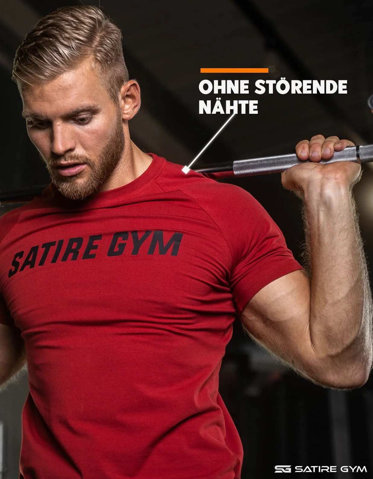 Satire Gym - Fitness Slim Fit T-shirt z bawełny, dopasowany i szybkoschnący strój sportowy dla mężczyzn – męska koszulka sportowa na siłownię i fitness