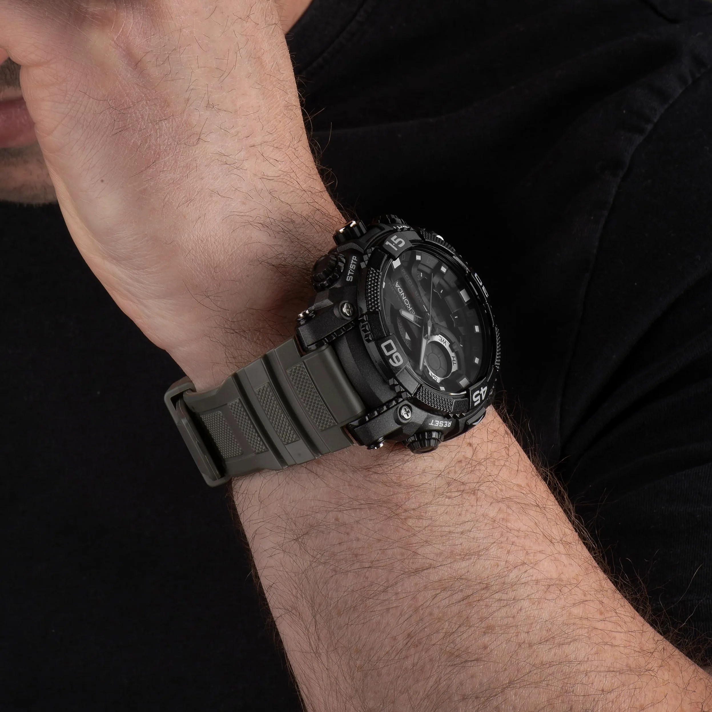 Sekonda Malvern 49 mm Męski Ani-Digi Kwarcowy Lekki Zegarek Sportowy Z Podświetleniem Dzień Data Funkcja Alarm Stoper 100 m Wodoodporny
