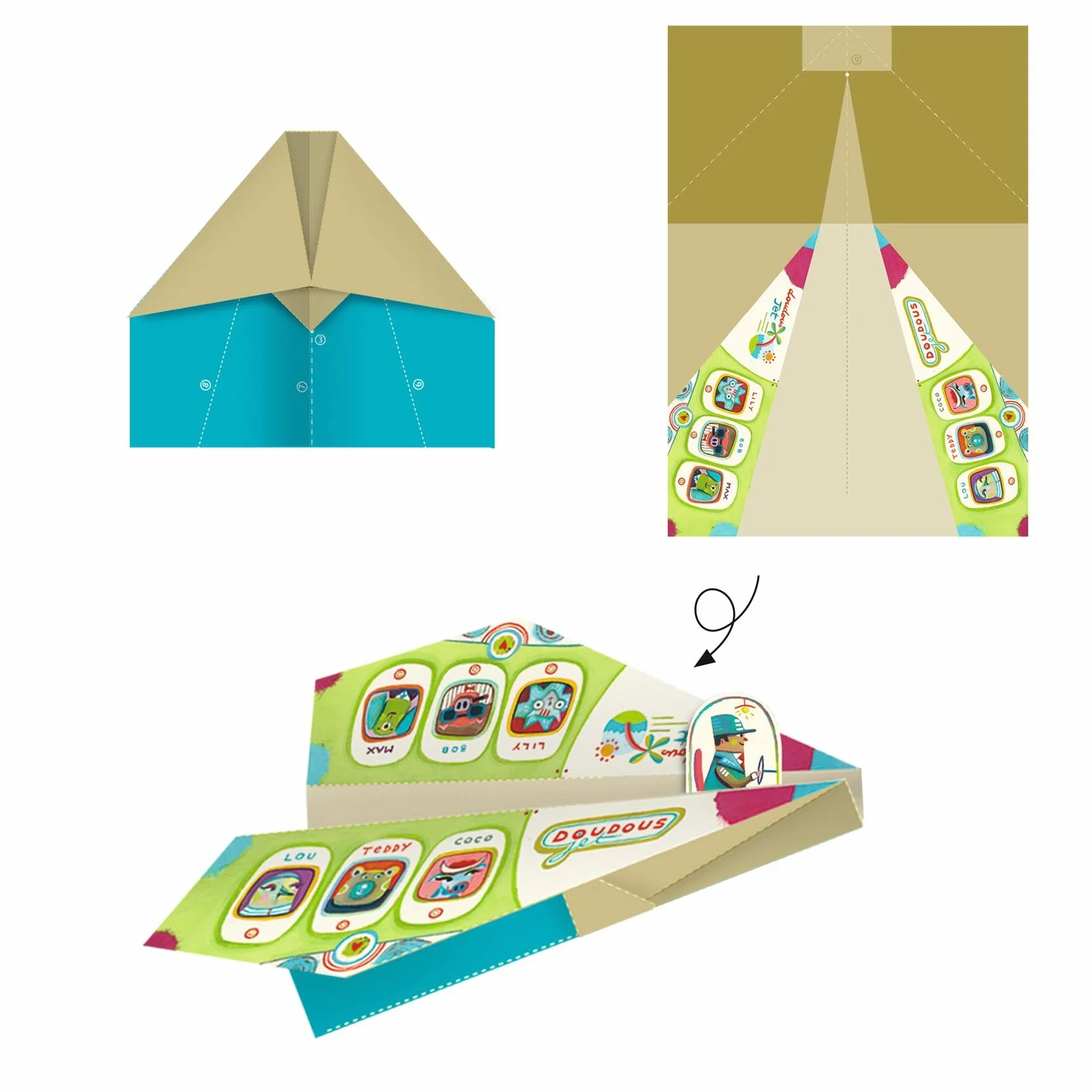 Djeco DJE - 079 DJ08760 Planes Origami samolot model samolotu z papieru, wielokolorowy