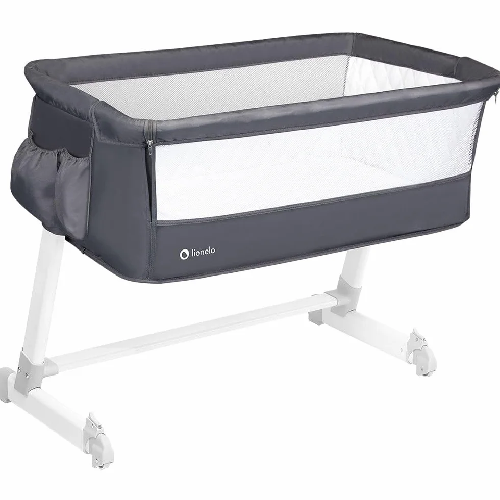 Lionelo Theo 2 W 1 Łóżeczko Dziecięce, Łóżeczko Podróżne, Łóżeczko Dla Niemowlaka Od Urodzenia Do 9 Kg, Regulacja Wysokości Nachylenia, Składana Ściana Boczna, Materac, Moskitiera