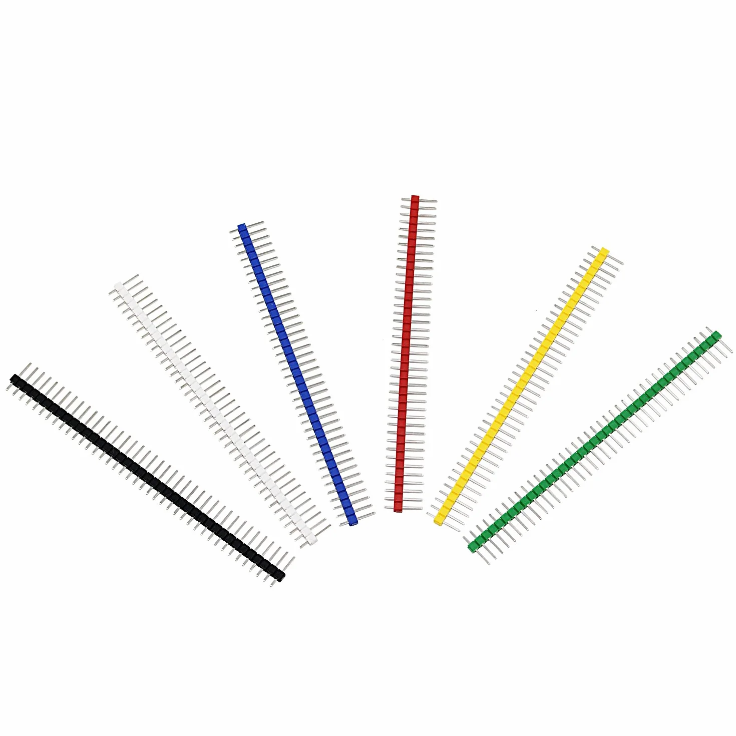 Aussel 6 kolorów 2,54 mm łamliwy nagłówek pinowy płytka PCB jednorzędowy 40-pinowy męski nagłówek złącze do Arduino Shield opakowanie 60 sztuk (PIN-6C-60PCS)