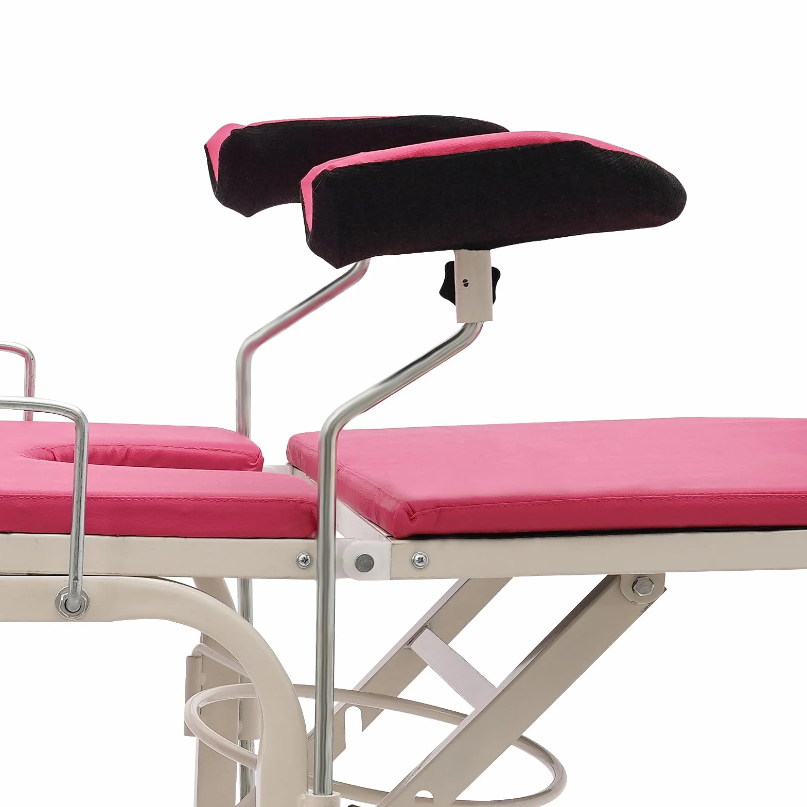Składane, przenośne krzesło ginekologiczne, oparcie i podnóżek, regulowane i podnóżek z otworem w kształcie litery U i poręczami, nośność 150 kg, stół do badań medycznych