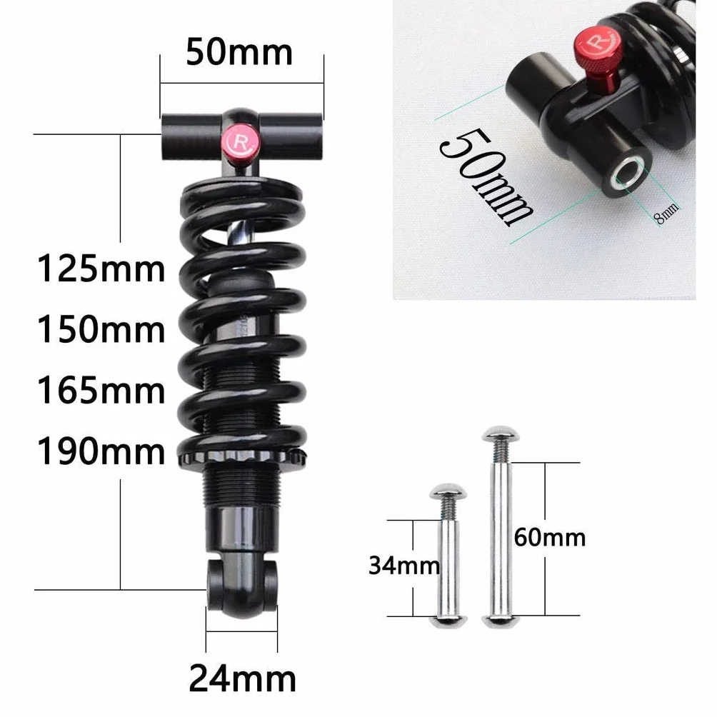 Amortyzator do roweru górskiego 125/150/165/190 mm sprężyna amortyzująca z tuleją 24 x 50 mm do roweru zjazdowego