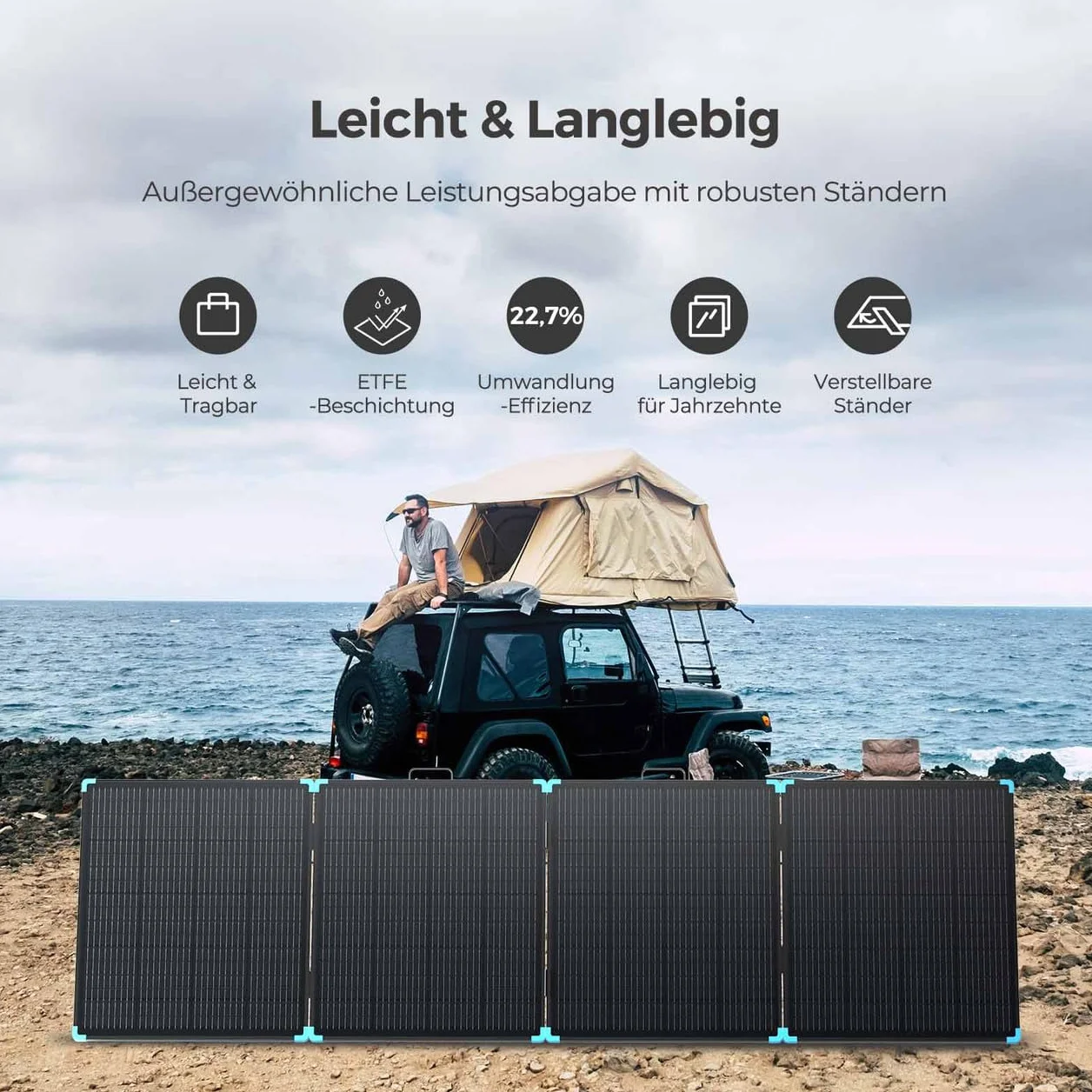Renogy Light Suitcase panel słoneczny 400 W, kompaktowy i lekki, 400 W, do baterii RV Marine Rooftop Farm i innych zastosowań off-Grid