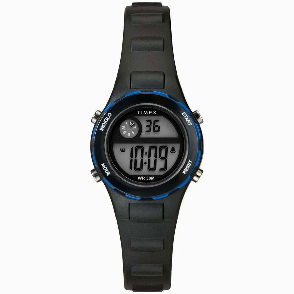 Timex Zegarek dla Dzieci Time Machines 27 mm, Czarny Pasek Żywiczny, Tarcza Cyfrowa, Czarna Obudowa TW2W92400