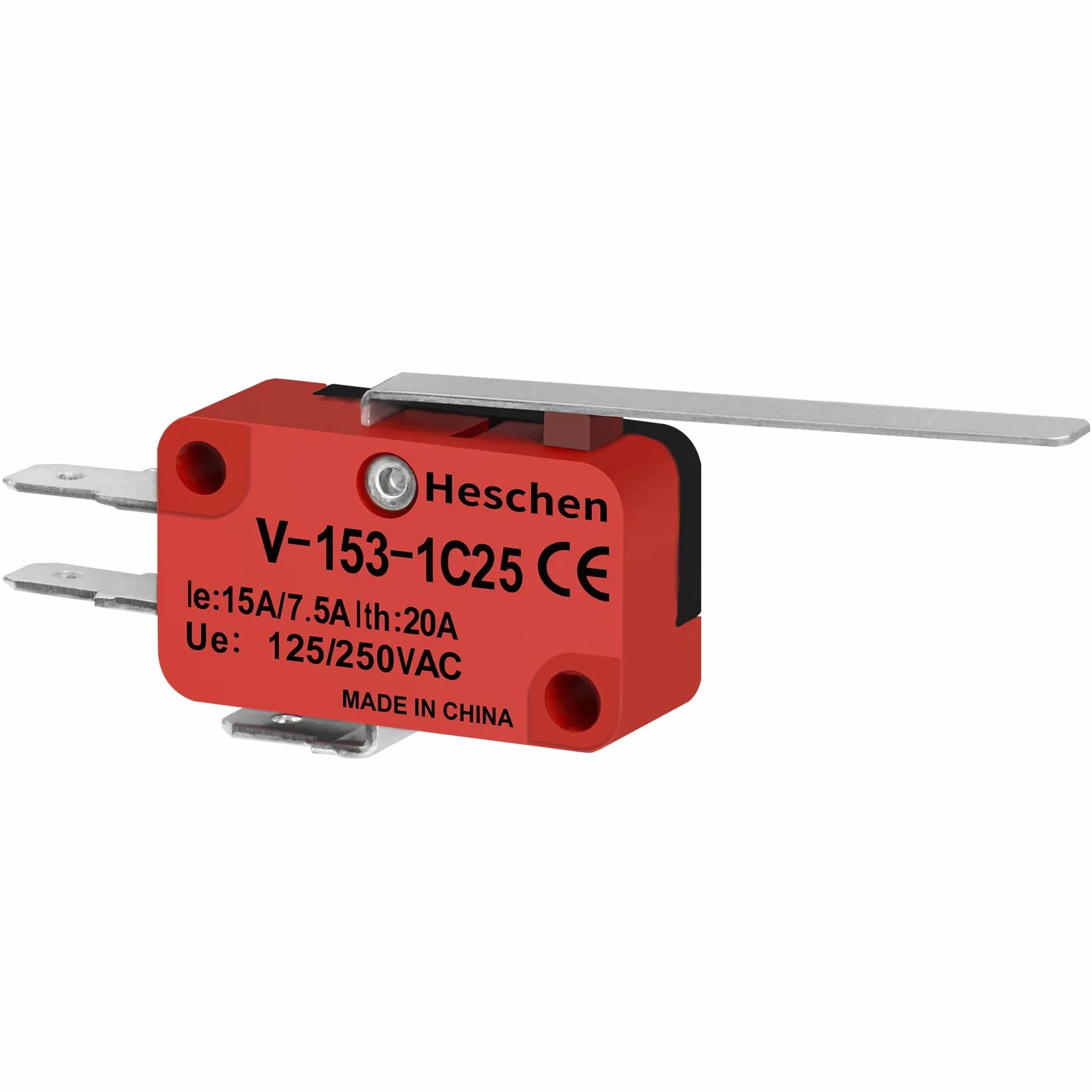 Heschen Micro Switch V-153-1C25 SPDT długa dźwignia zawiasowa 20 A 250 V AC 2 sztuki