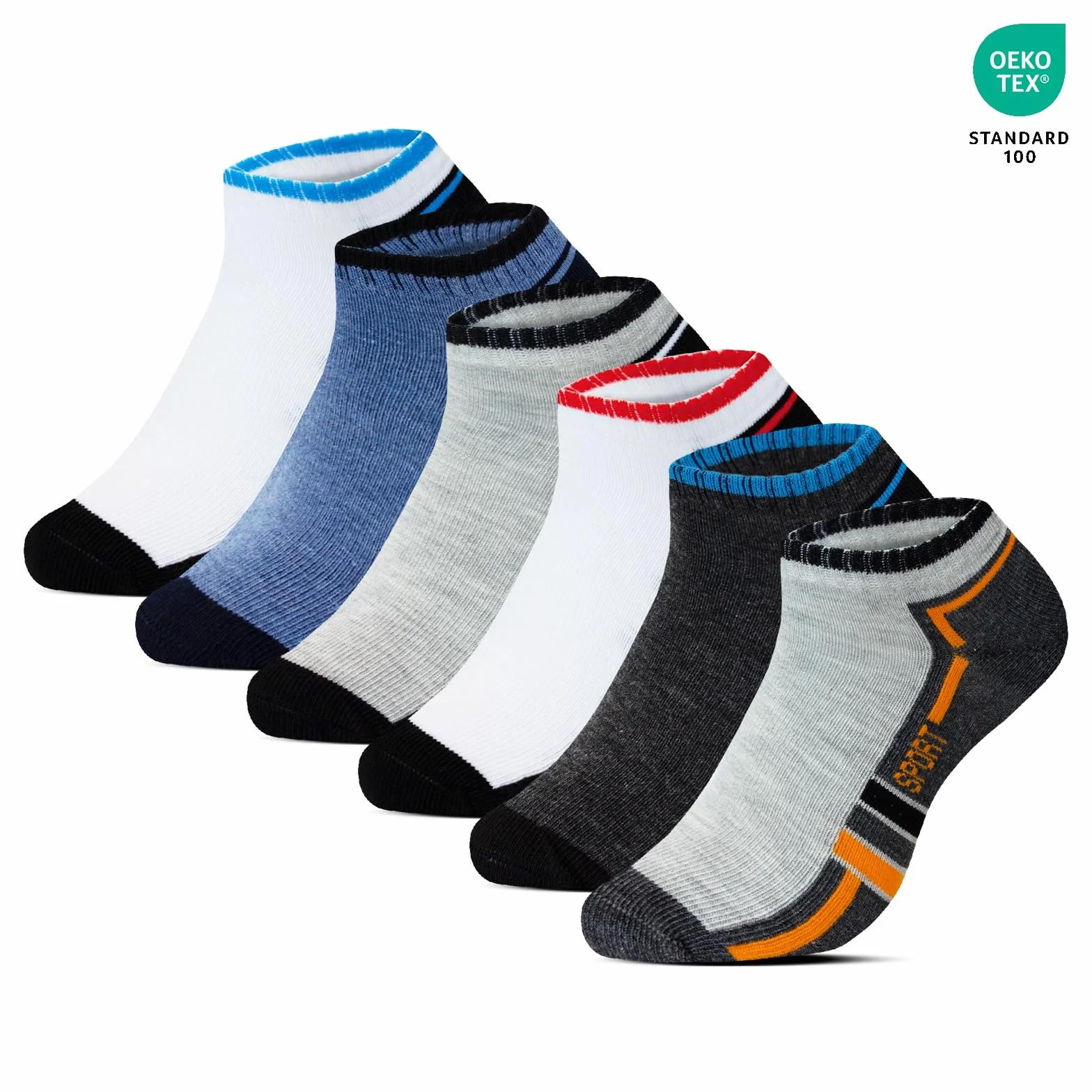 BestSale247 Damskie męskie skarpety do sneakersów (12 par), oddychające, krótkie, bawełniane