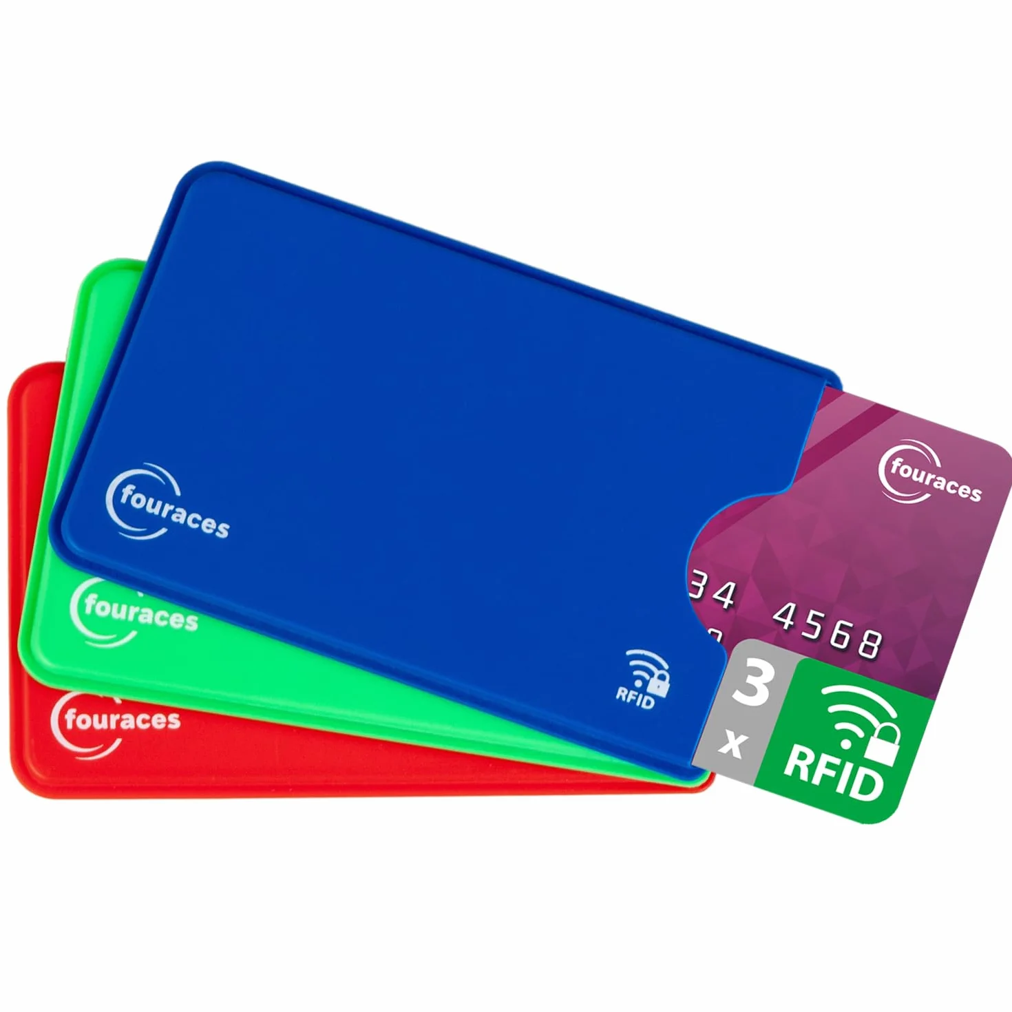 fouraces 3x etui ochronne z blokadą RFID – różne kolory – zabezpieczenie przed kradzieżą danych – etui NFC – etui na karty kredytowe i karty EC, etui na karty EC na karty bankowe