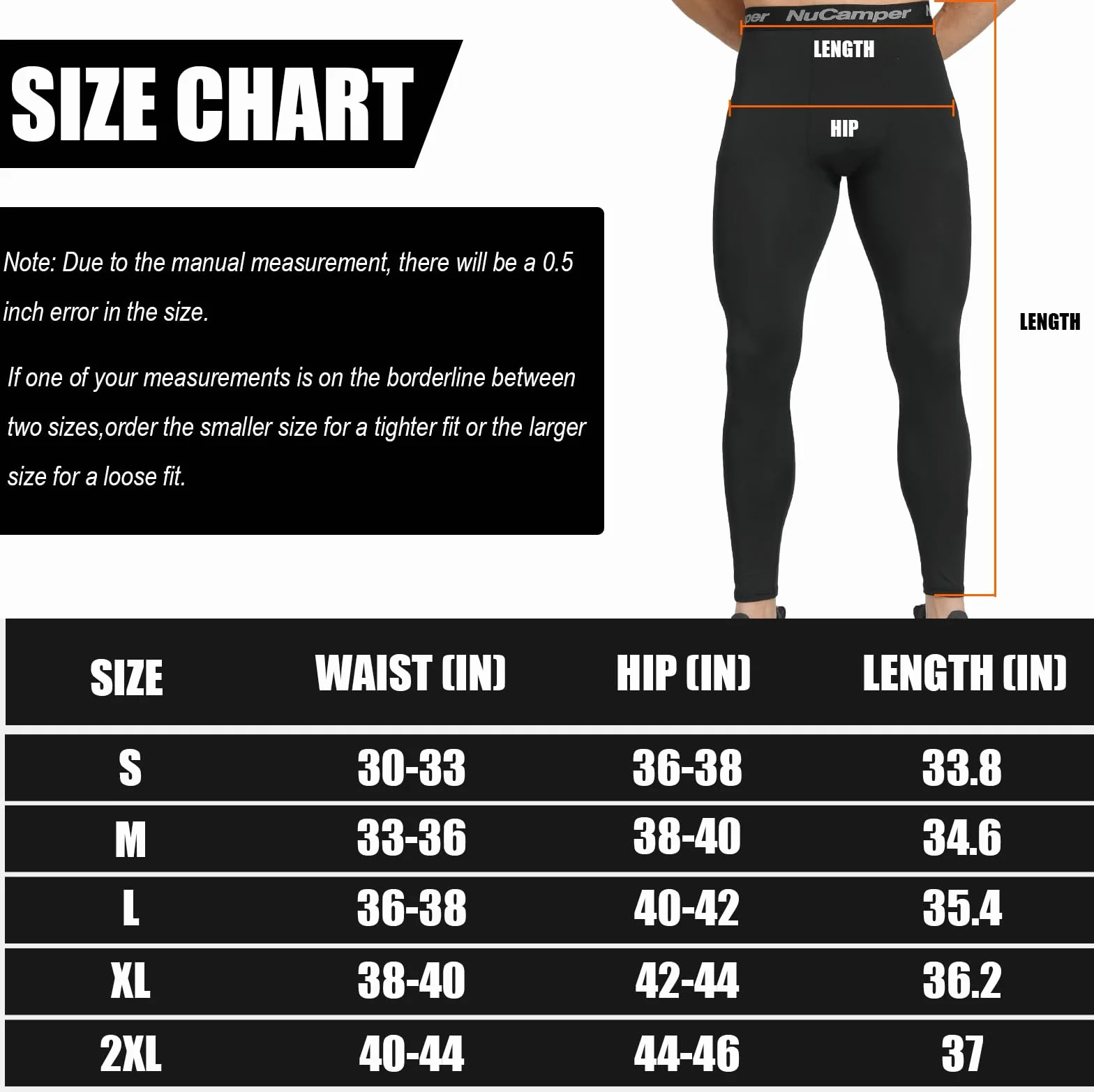 NuCamper Spodnie Kompresyjne Męskie Legginsy, Oddychające Funkcyjne, Szybkoschnące Fitness, Dopasowane w Pasie, Spodnie Sportowe, Spodnie Do Biegania, Spodnie Fitness, Spodnie Treningowe