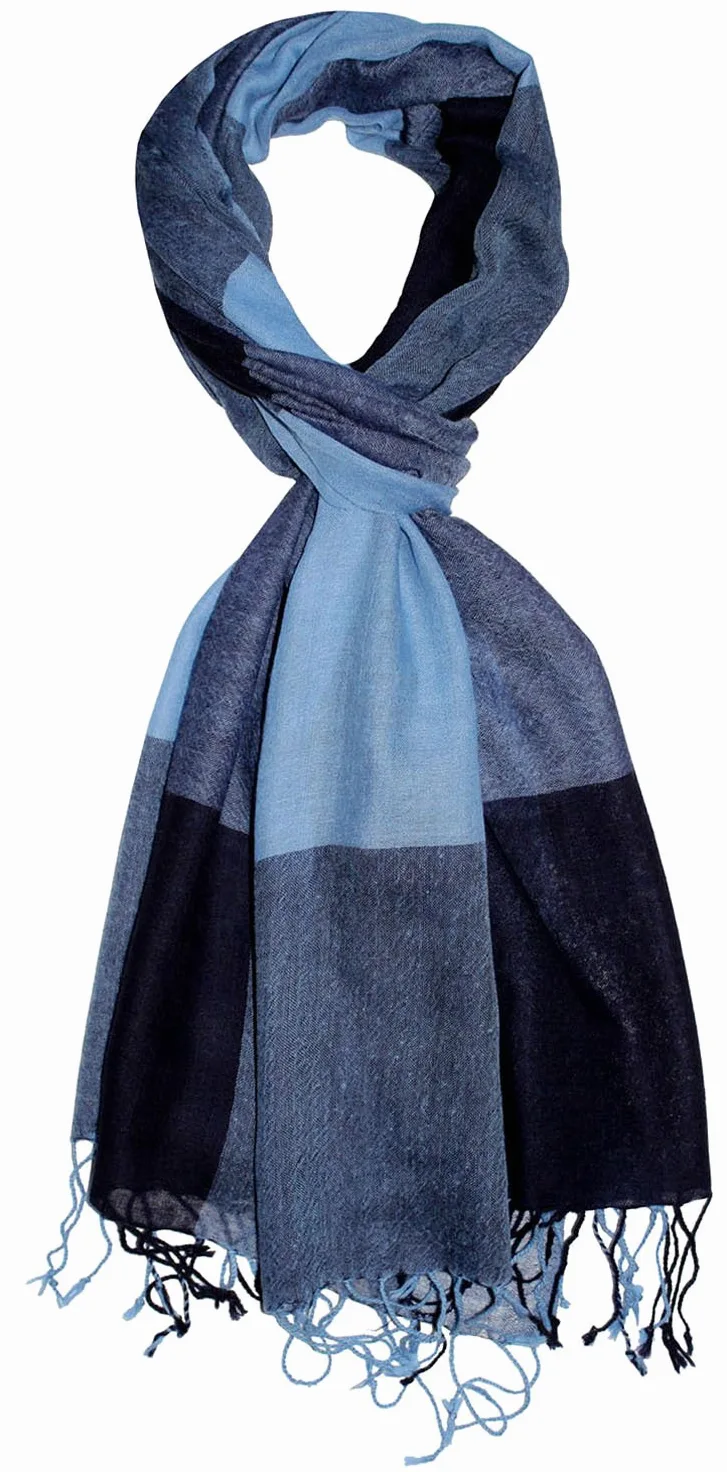 Lorenzo Cana Damski szal Pashmina szal 50% kaszmir 50% wełna etola chusta chusta do koperty Uni szal damski szalik damski niebieski odcienie 78468, Jasnoniebieski, granatowy, 70 x 200 cm