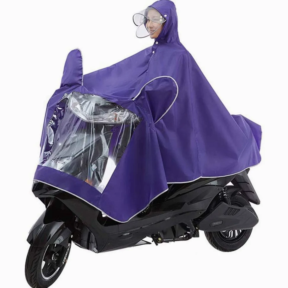 Płaszcz przeciwdeszczowy dla rowerzystów, Peleryna przeciwdeszczowa dla motocykli Wydłużona peleryna elektryczna Skuter Larrain motocyklowa(Purple,3XL)