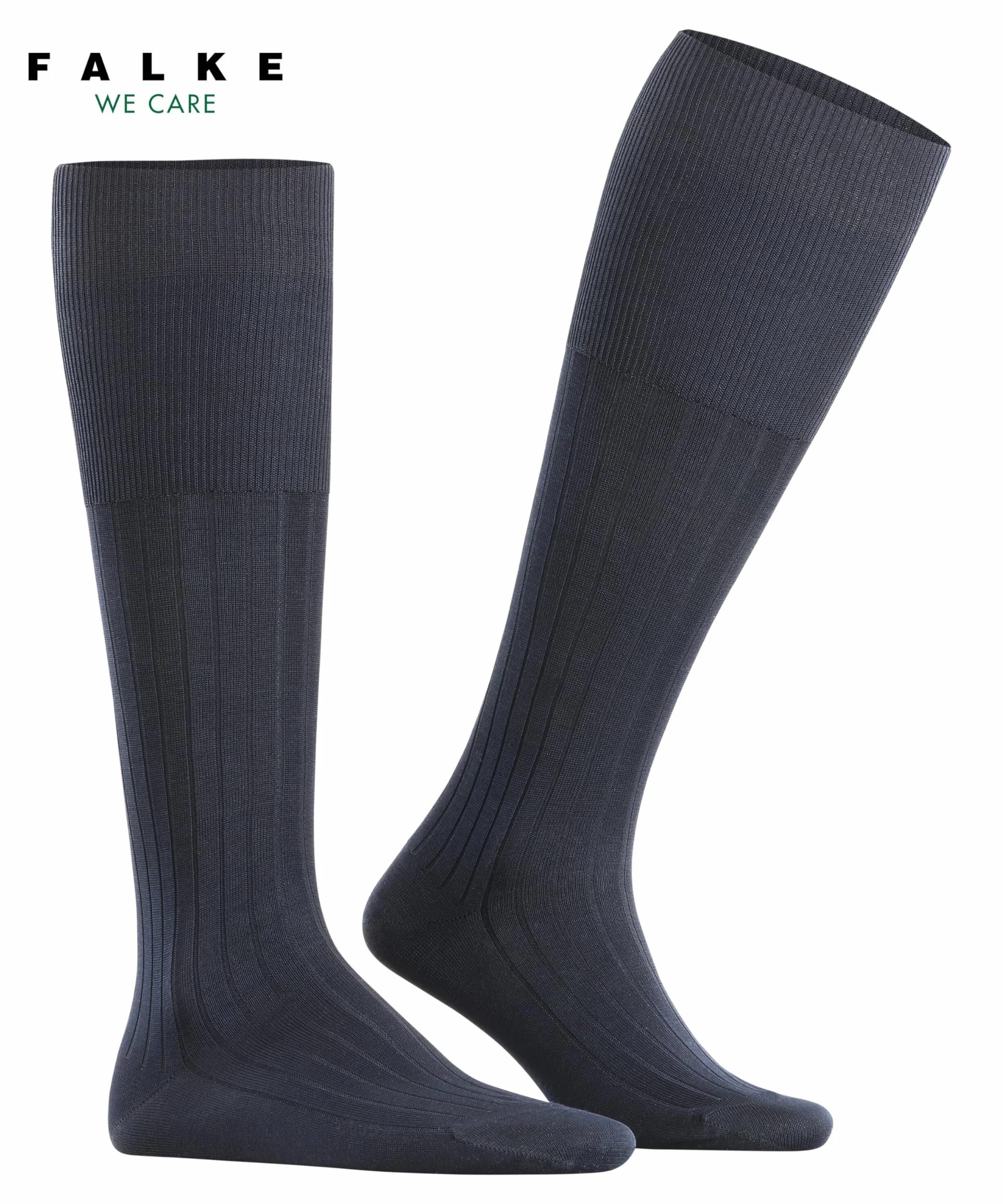 FALKE Podkolanówki Milano M Kh Bawełna Długie Jednokolorowe Niebieski Dark Navy 43-44