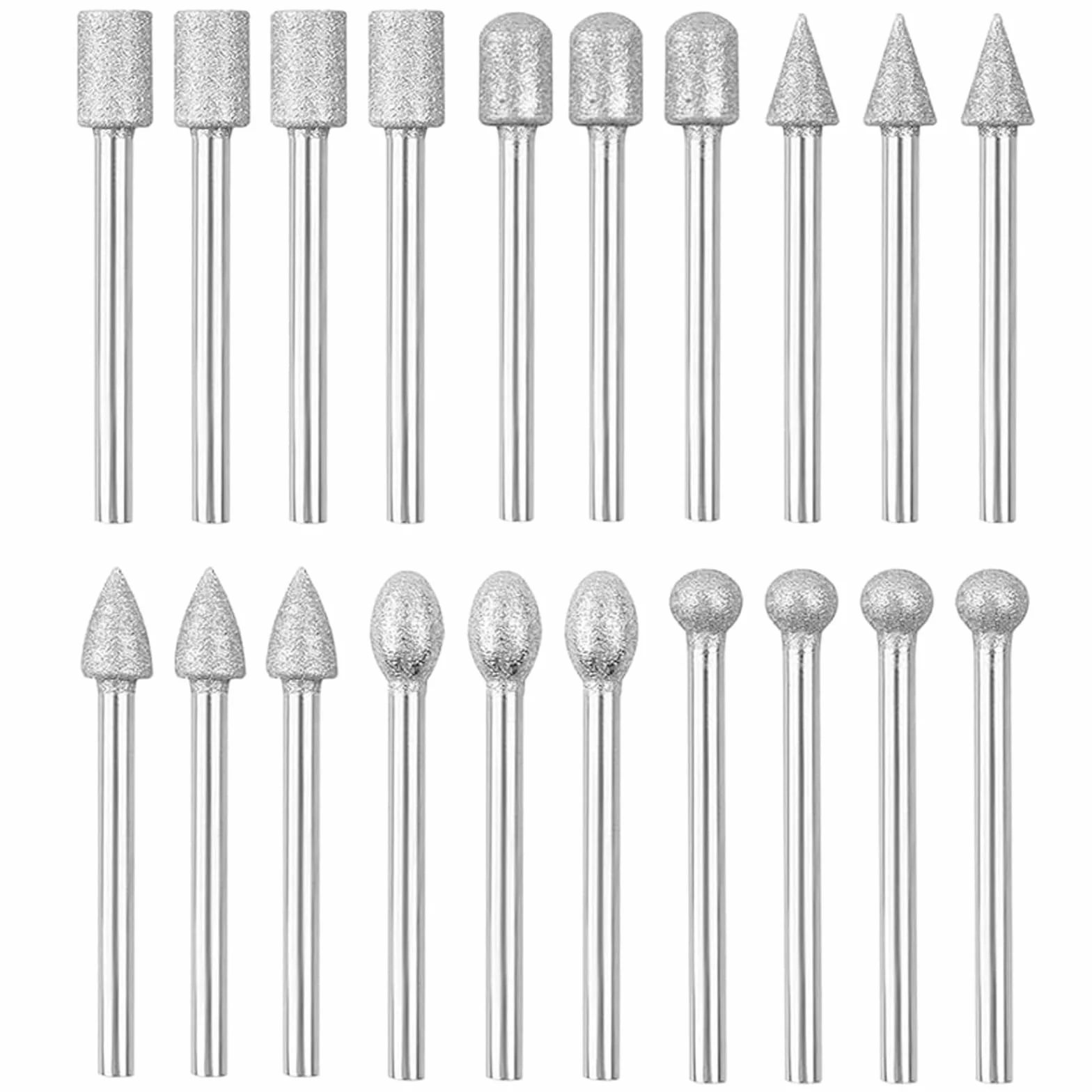 Raheem Diamentowe frezy zestaw 20 sztuk diamentowych pisaków szlifierskich do Dremel, nasadki szlifierskie, diamentowe, z trzonkiem 1/8", do szkła, ceramiki, rzeźbienia, polerowania, grawerowania