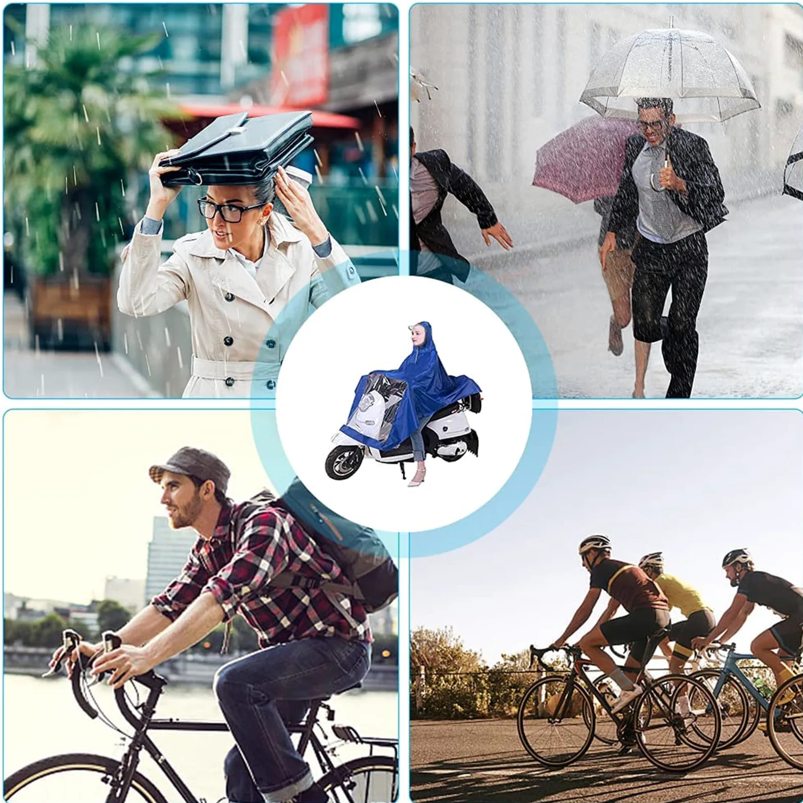 Płaszcz przeciwdeszczowy do roweru elektrycznego, wodoodporny PVC Rower elektryczny Płaszcz przeciwdeszczowy do motocykla Poncho unisex z podwójnym rondem Zajęcia na świeżym powietrzu Peleryna rowero