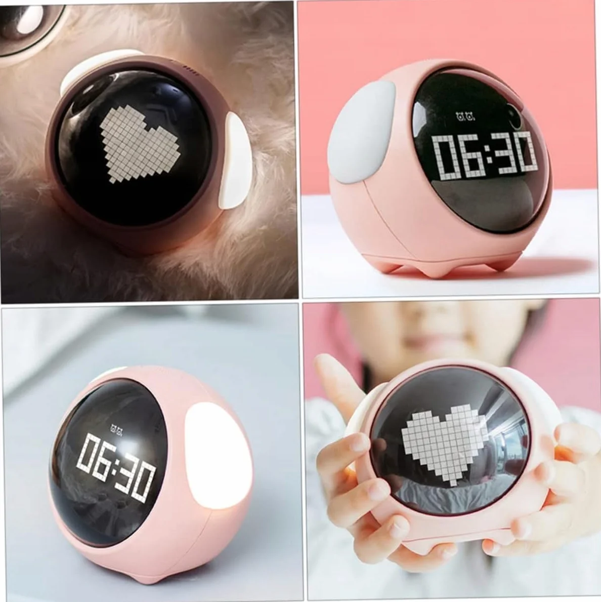 ELECTRONICA4U Zegar budzik lampka lampa nocna LED dla dzieci dziecka Emoji Emotikony