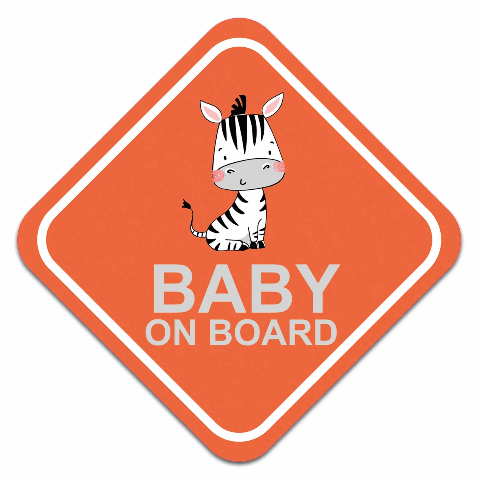 Baby on Board naklejka samochodowa 10 x 10 cm, motyw zwierzęcy, na tylną szybę i bagażnik, samoprzylepna, odporna na warunki atmosferyczne, R127 (nr 2 zebra)