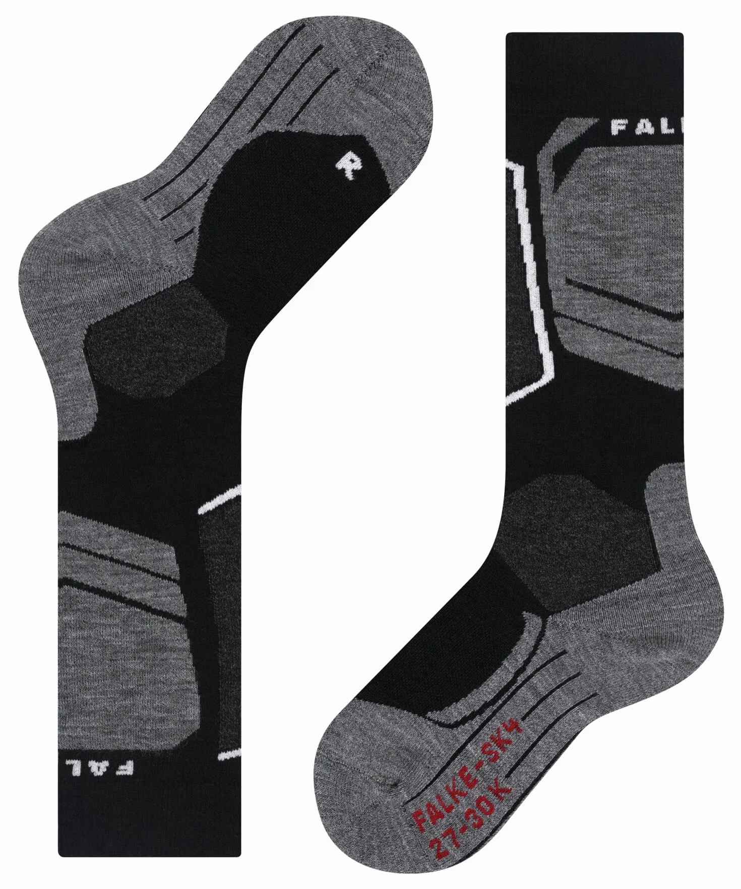 FALKE Uniseks - dzieci Skarpety narciarskie SK4 Advanced K Kh Wełna ciepłe cienkie 1 Para, Czarny Black-Mix 3010, 31-34