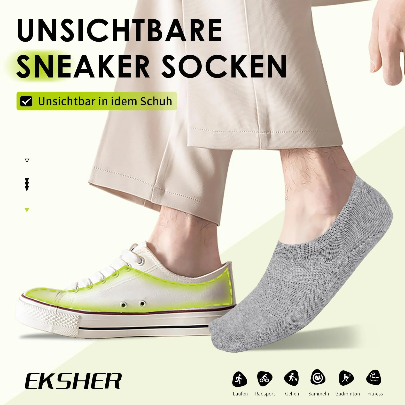 10 par skarpet typu sneaker, niewidoczne, dla kobiet i mężczyzn, krótkie, bawełniane, antypoślizgowe, oddychające