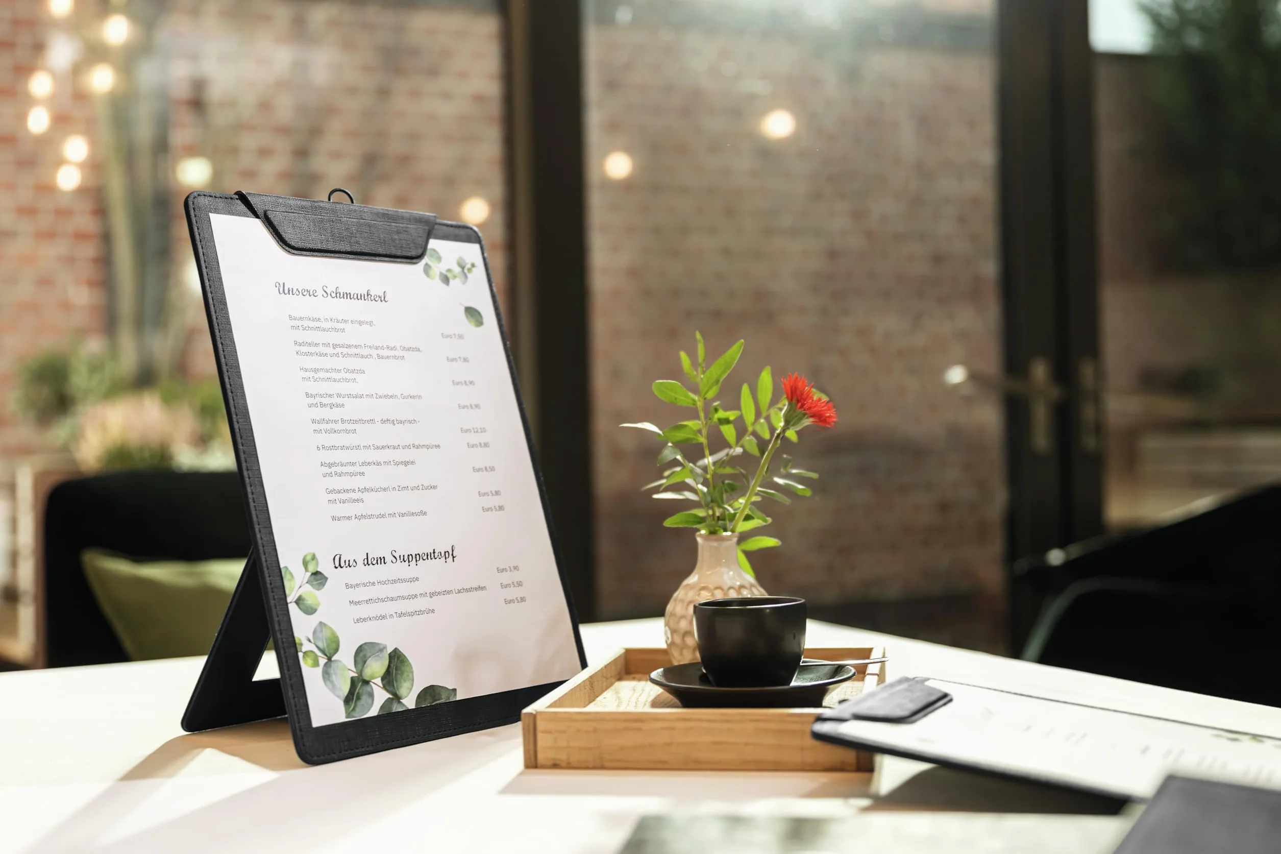 SIGEL KB100 deska zaciskowa do menu A4, czarna, z funkcją podstawki, stabilna deska z klipsem