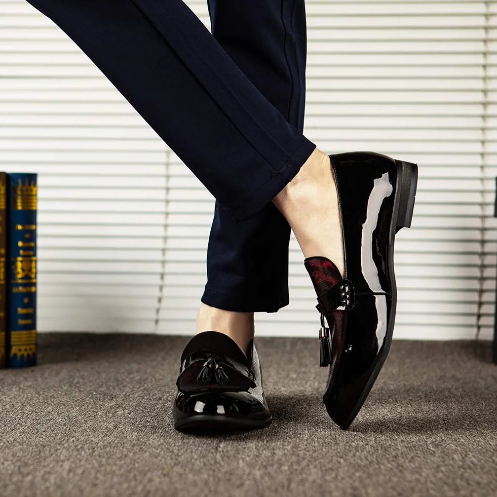 JITAI Luksusowe buty męskie czarne mokasyny skórzane męskie buty na co dzień marka wygodne