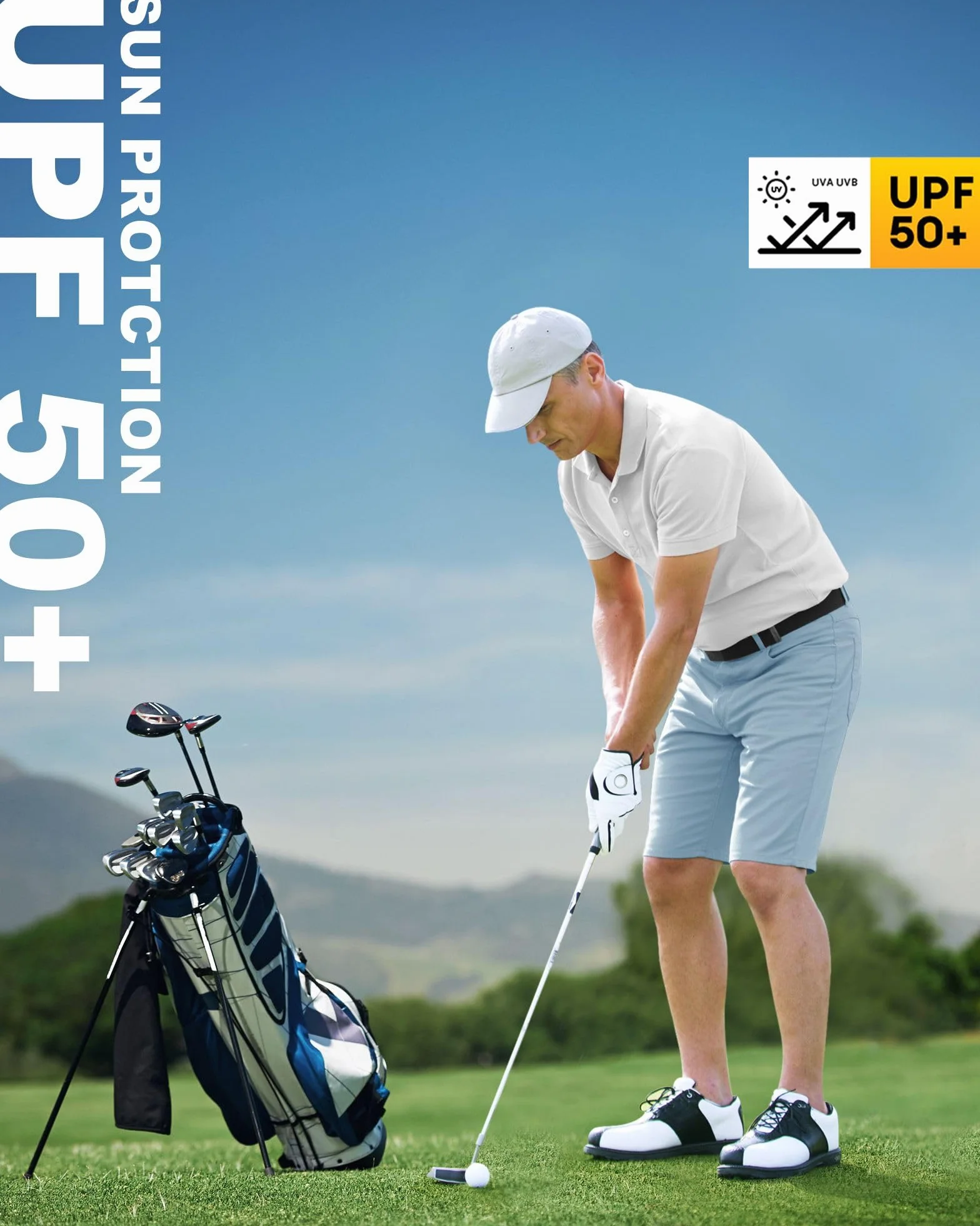 Męskie szorty golfowe 11" rozciągliwe lekkie szybkoschnące 3 kieszenie