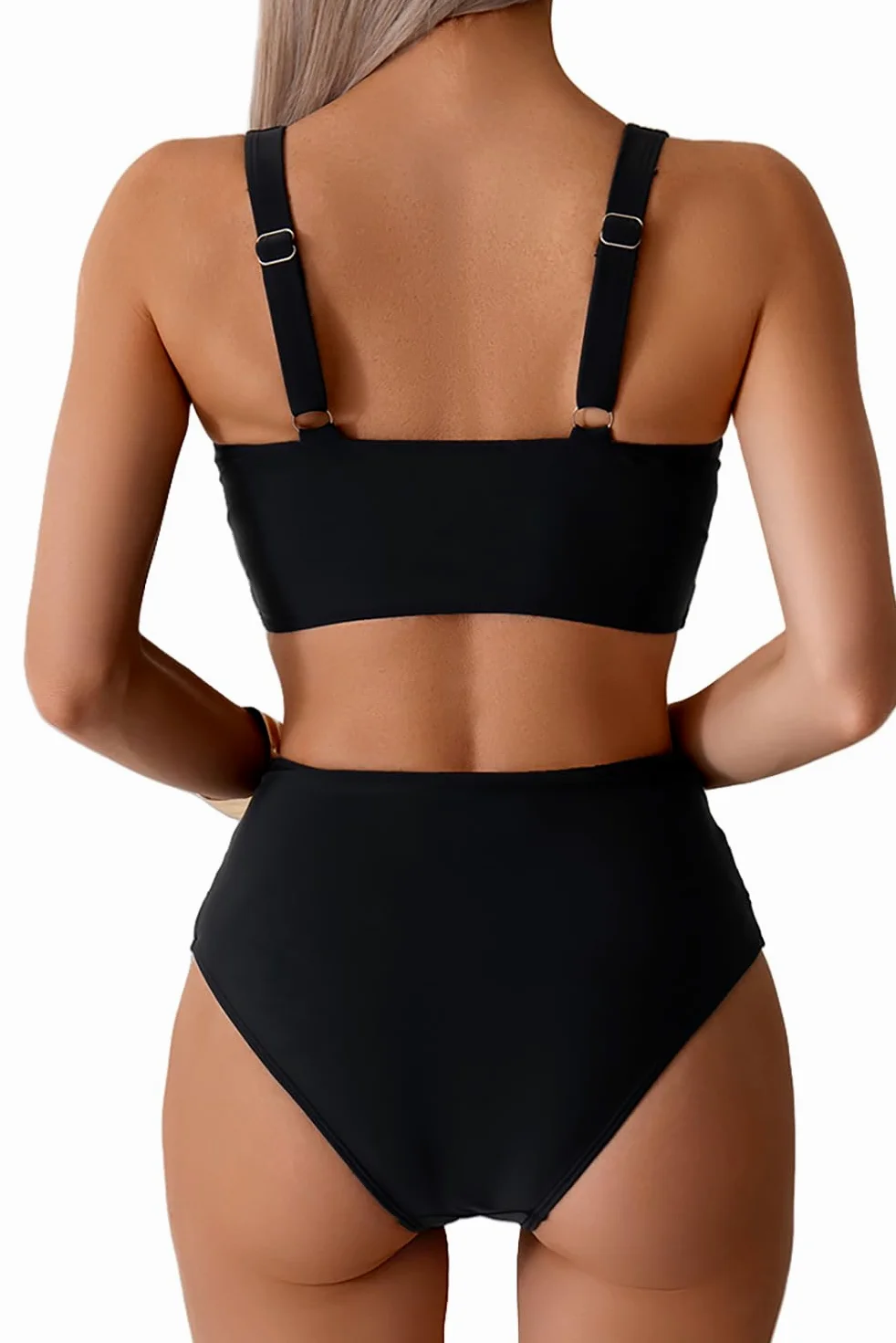 Viloree Damski dwuczęściowy strój kąpielowy z wysokim stanem seksowne stroje kąpielowe Push Up z dekoltem w serek zestaw bikini