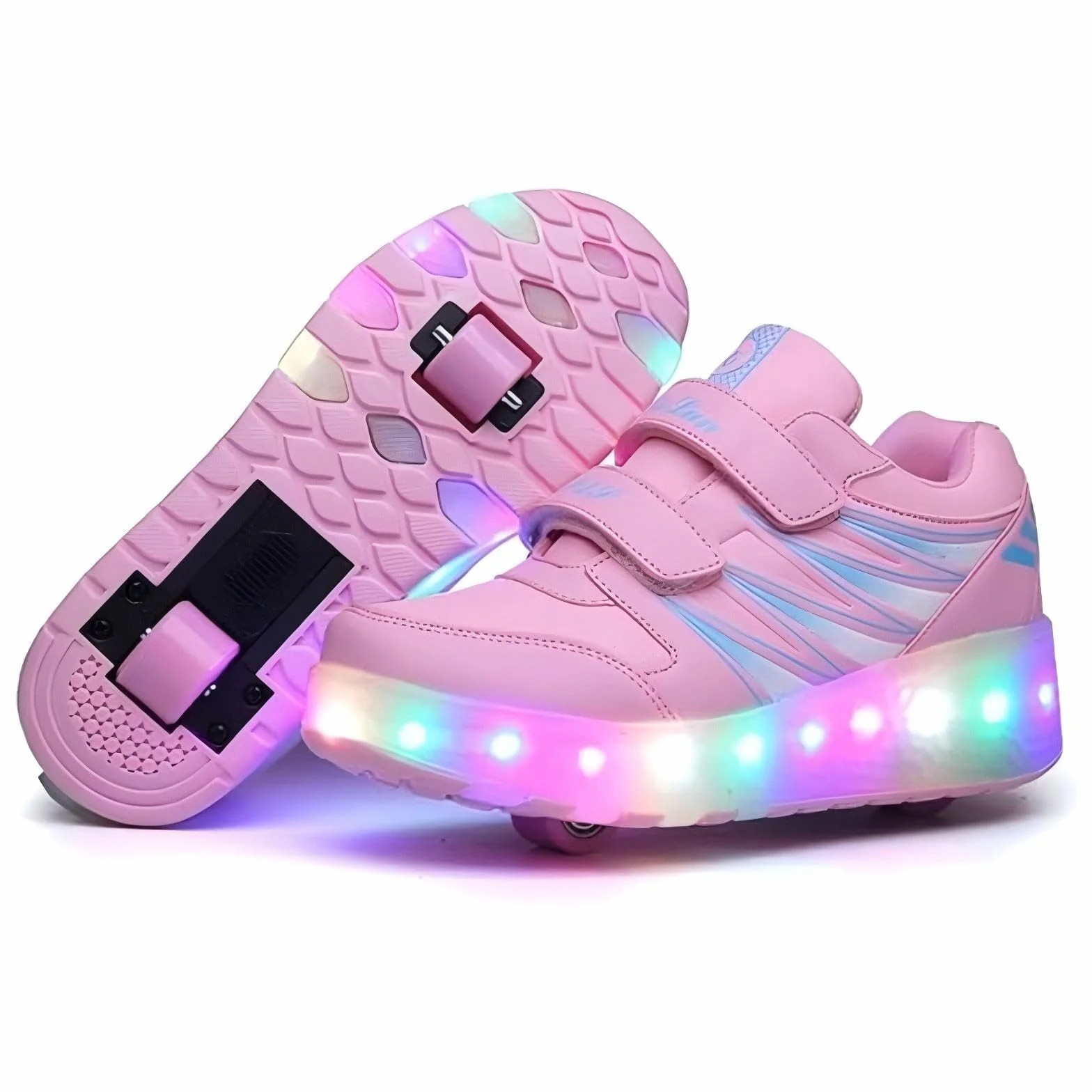 Sneakersy dziecięce z kółkami podświetlane LED USB podwójne koło outdoor