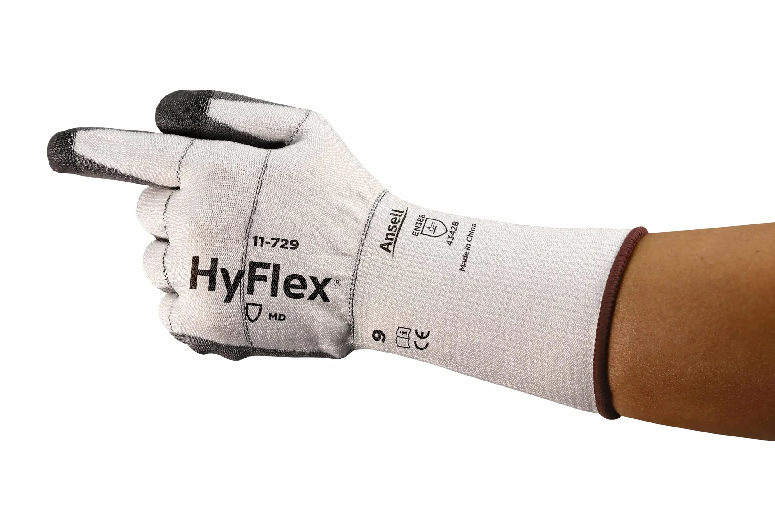 Ansell Hyflex 11-729 Robocze rękawice do ochrony mechanicznej, Rozmiar 8 (M), Czarny (12 Par)