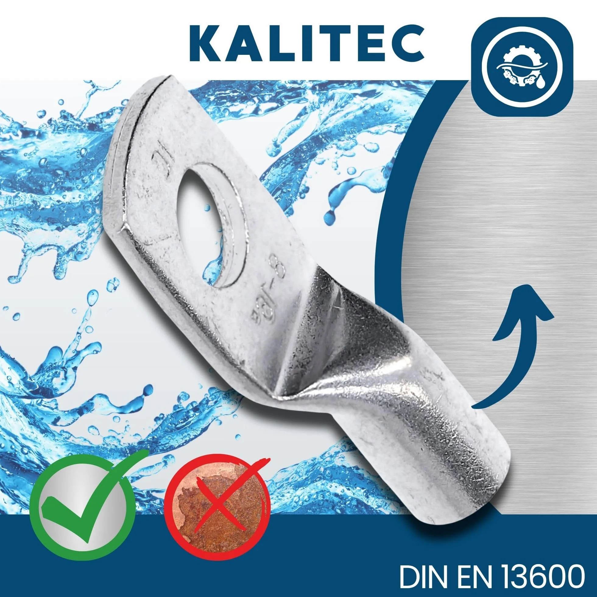 Kalitec HR16-8 10 standardowych końcówek kablowych 16 mm² M8 I bez widocznego otworu I Made in Germany