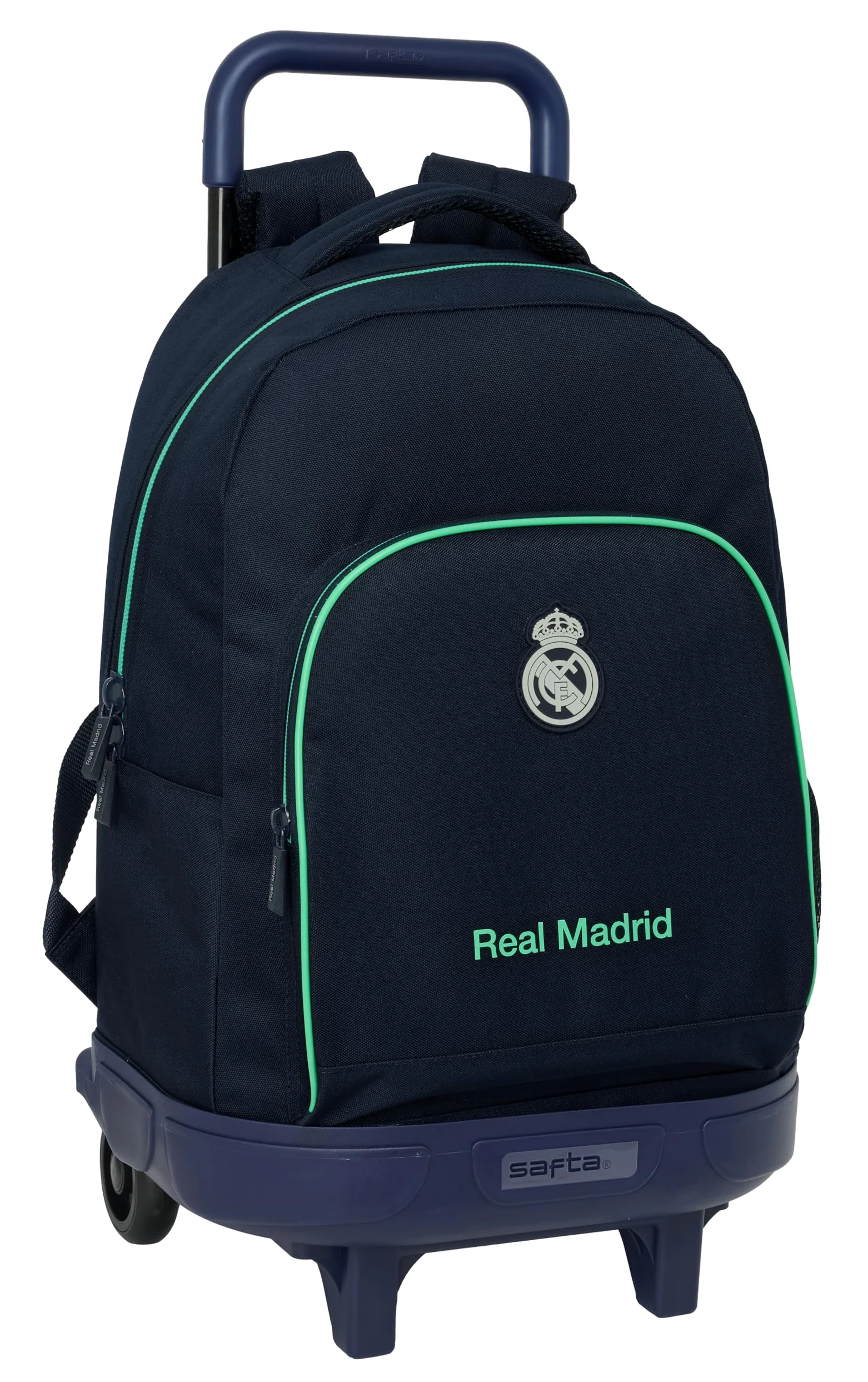 REAL MADRID 2. WYPOSAŻENIE 25/26 - Duży plecak na kółkach, kompaktowy, zdejmowany, idealny dla dzieci w różnym wieku, wygodny i wszechstronny, jakość i wytrzymałość, 33 x 22 x 45 cm