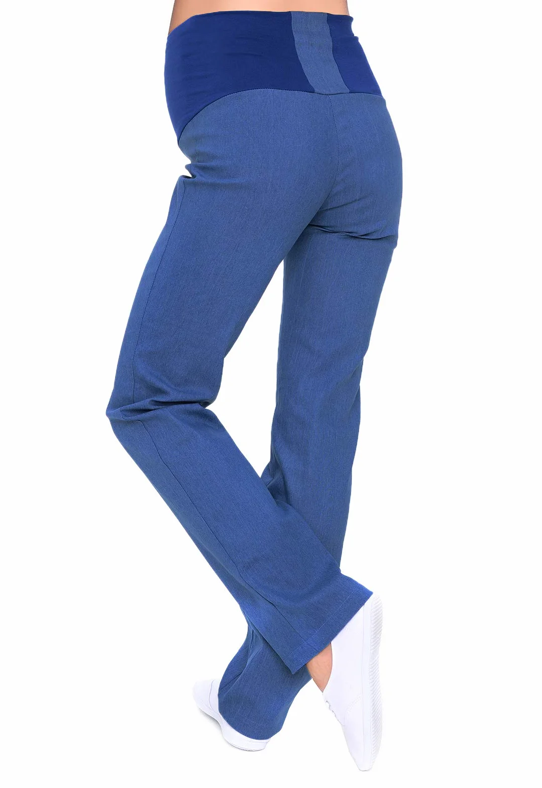 Mija – klasyczne, wygodne spodnie ciążowe, dżinsowe dżinsy ciążowe z taśmą na brzuch 3014, ciemnoniebieski Denim, 36 PL