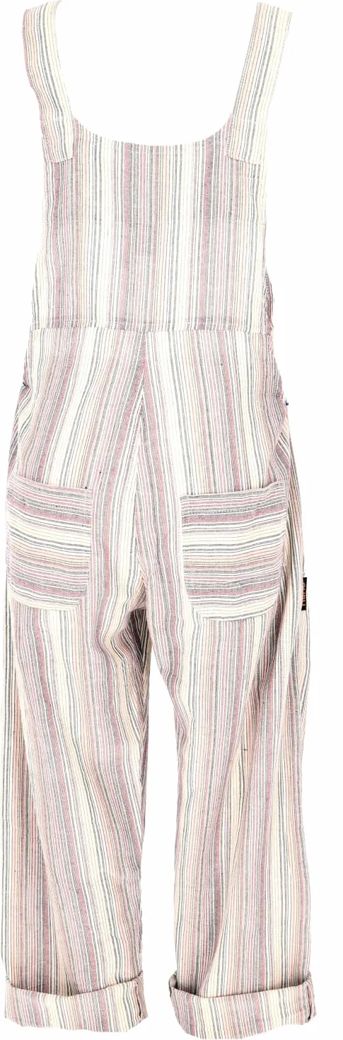 GURU SHOP Przewiewne ogrodniczki, w paski, styl etno oversize, jednoczęściowy, letni kombinezon, damskie bawełniane