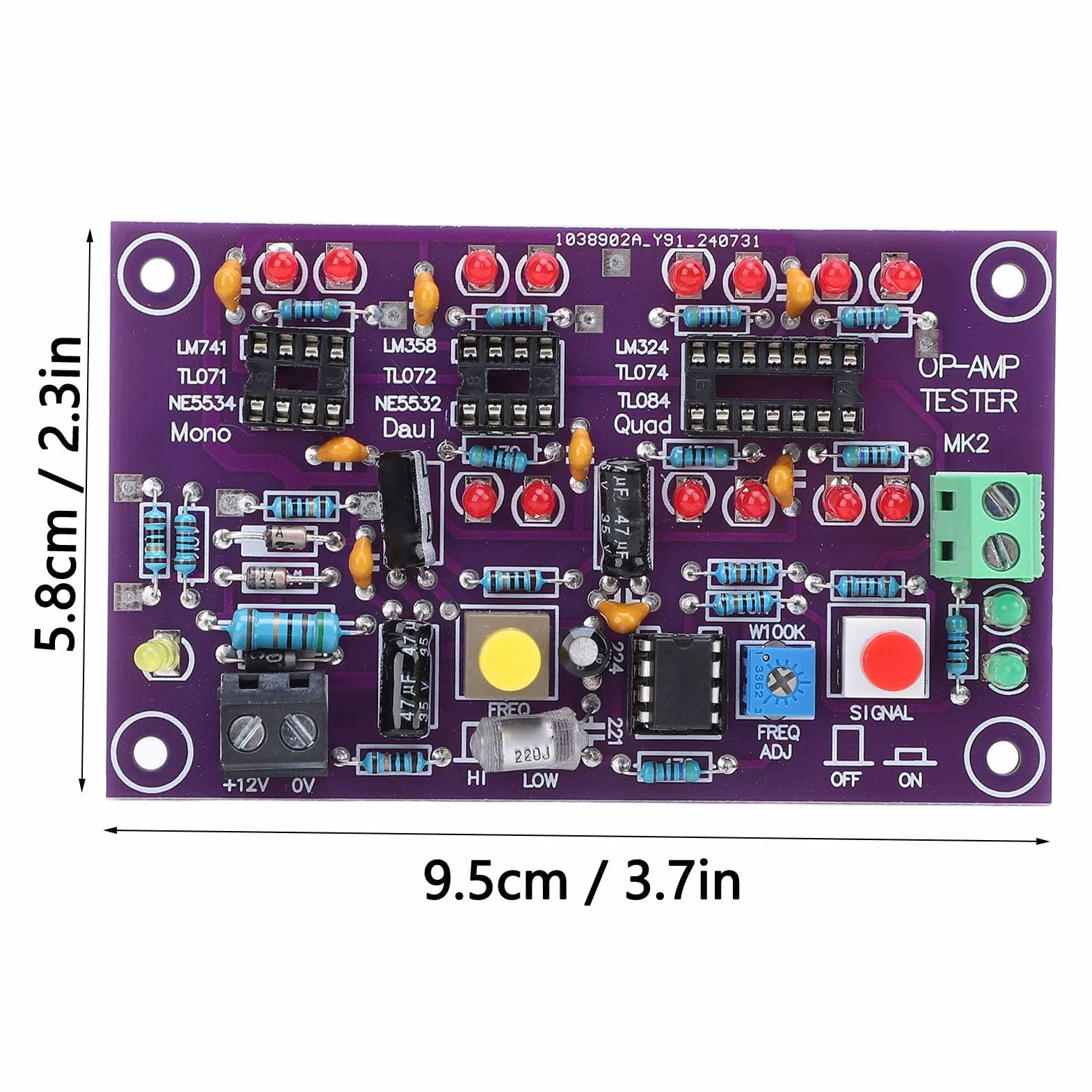Moduł Testowy OP AMP Test Obwodu Wzmacniającego Płytka Testowa Wzmacniacza Operacyjnego dla Pojedynczego Podwójnego Quada DC12V T2 Tester