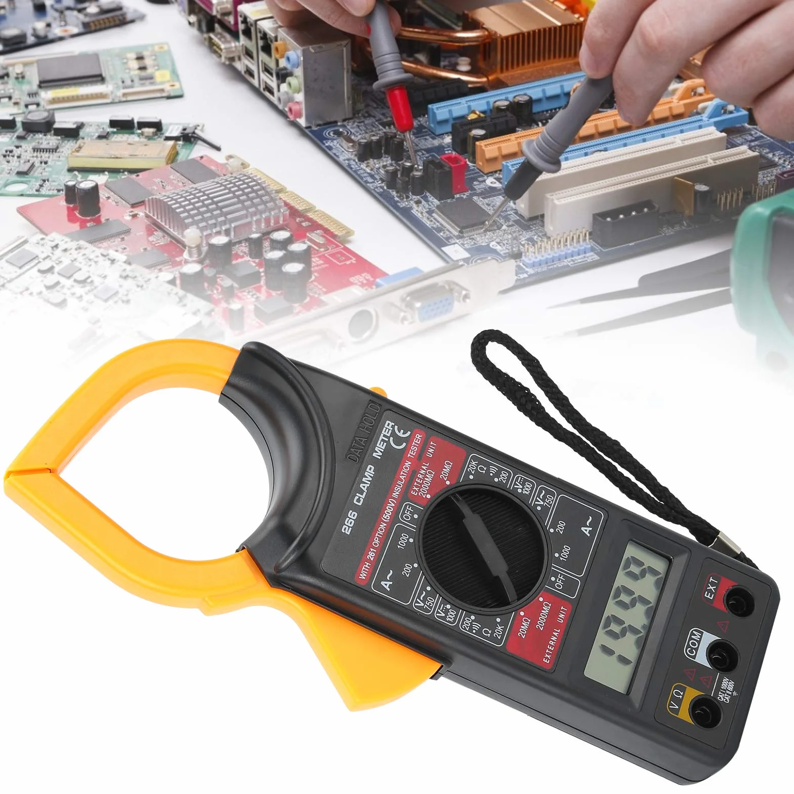 Elektroniczny Multimetr Miernik Cęgowy Cyfrowy Miernik Cęgowy Ręczny Amperomierz Woltomierz Elektroniczny Multimetr Narzędzie Pomiarowe Dt‑266