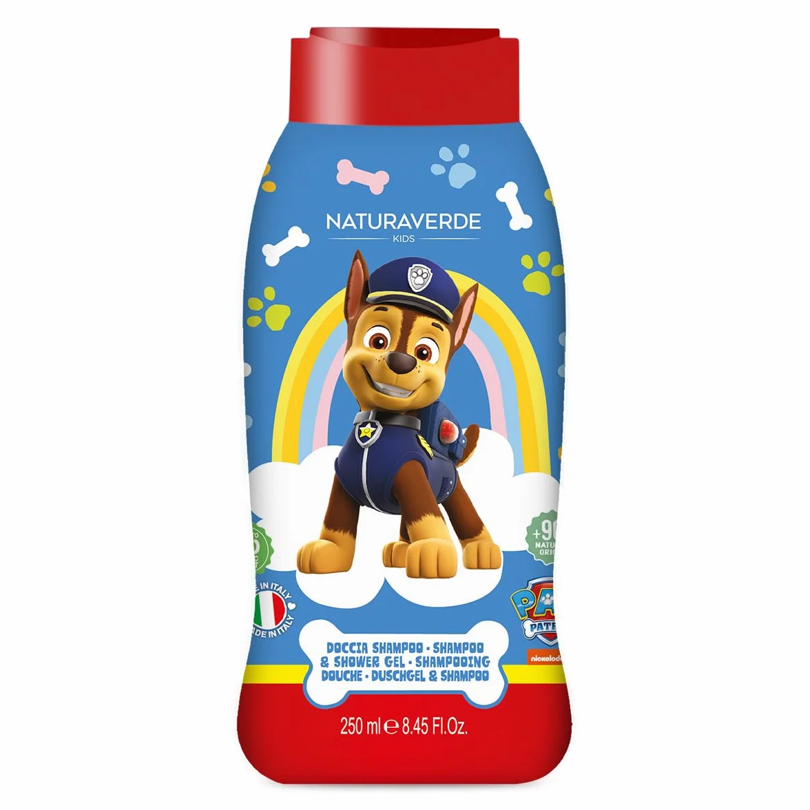 Naturaverde | Kids - Psi Patrol - prysznic szampon dla dzieci, mydło pod prysznic do ciała i włosów, produkty higieniczne dla dzieci, z ekstraktem z owsa BIO, 250 ml
