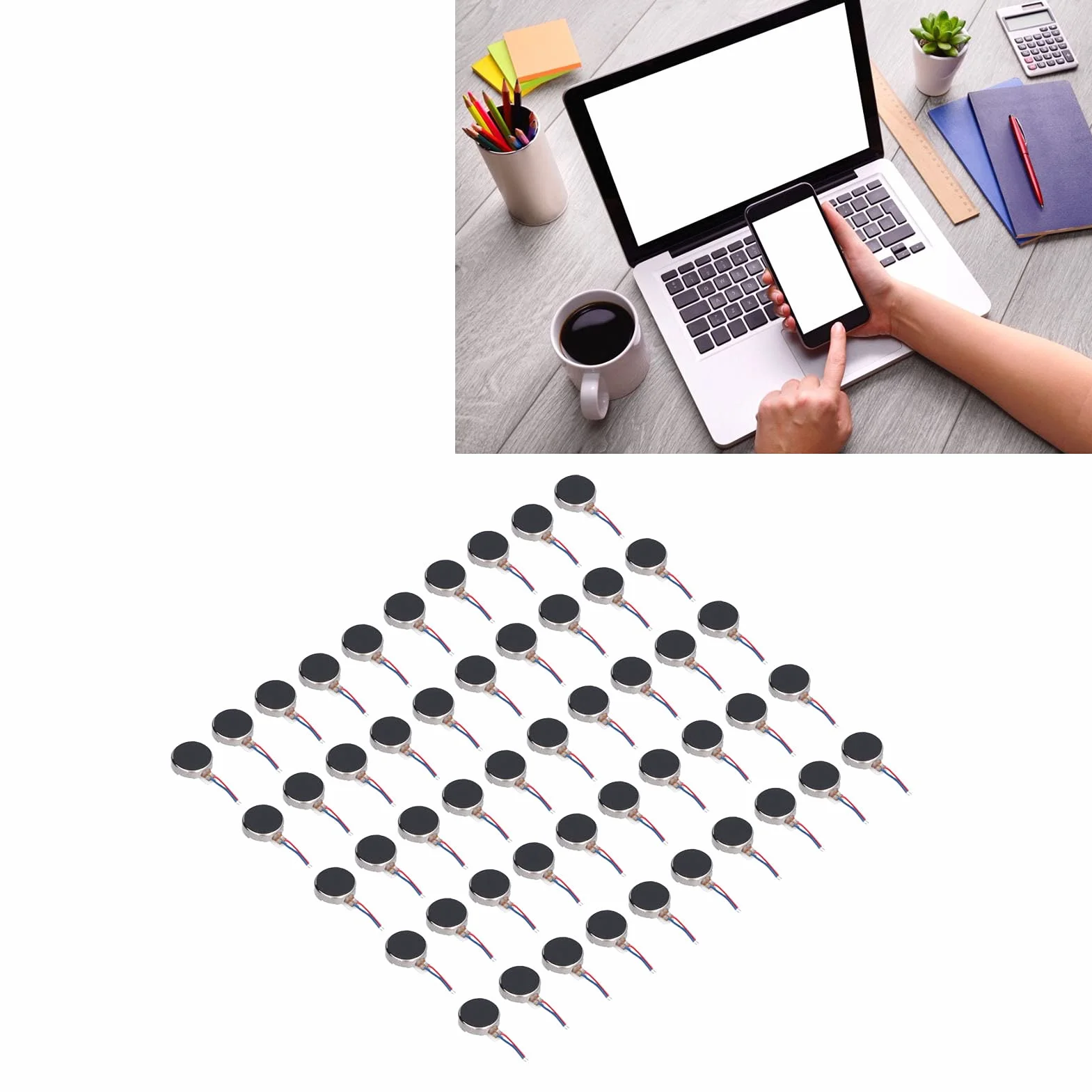 50pcs Mini DC Vibration Motor 3V 10x2.7mm Low Noise Micro Motor for Electronics DIY Projects compatible with Arduino