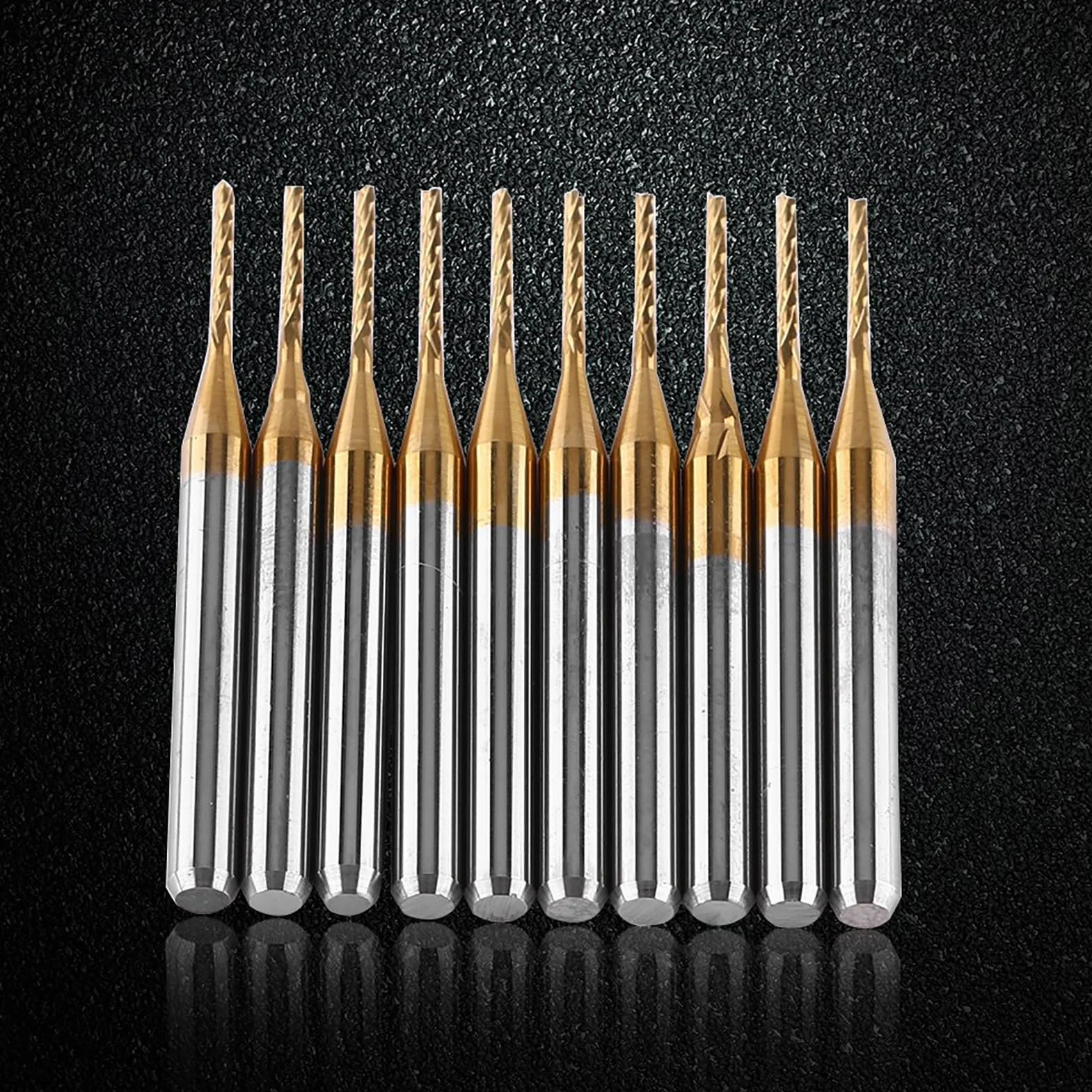 10 sztuk wolframu PCB zestawy frezów trzpieniowych 1mm Cnc Fraeser frez trzpieniowy 1mm węglika CNC Router wiertła do frezowania trzpieniowego wiertła do otworów narzędzie 3.175mm X 1mm