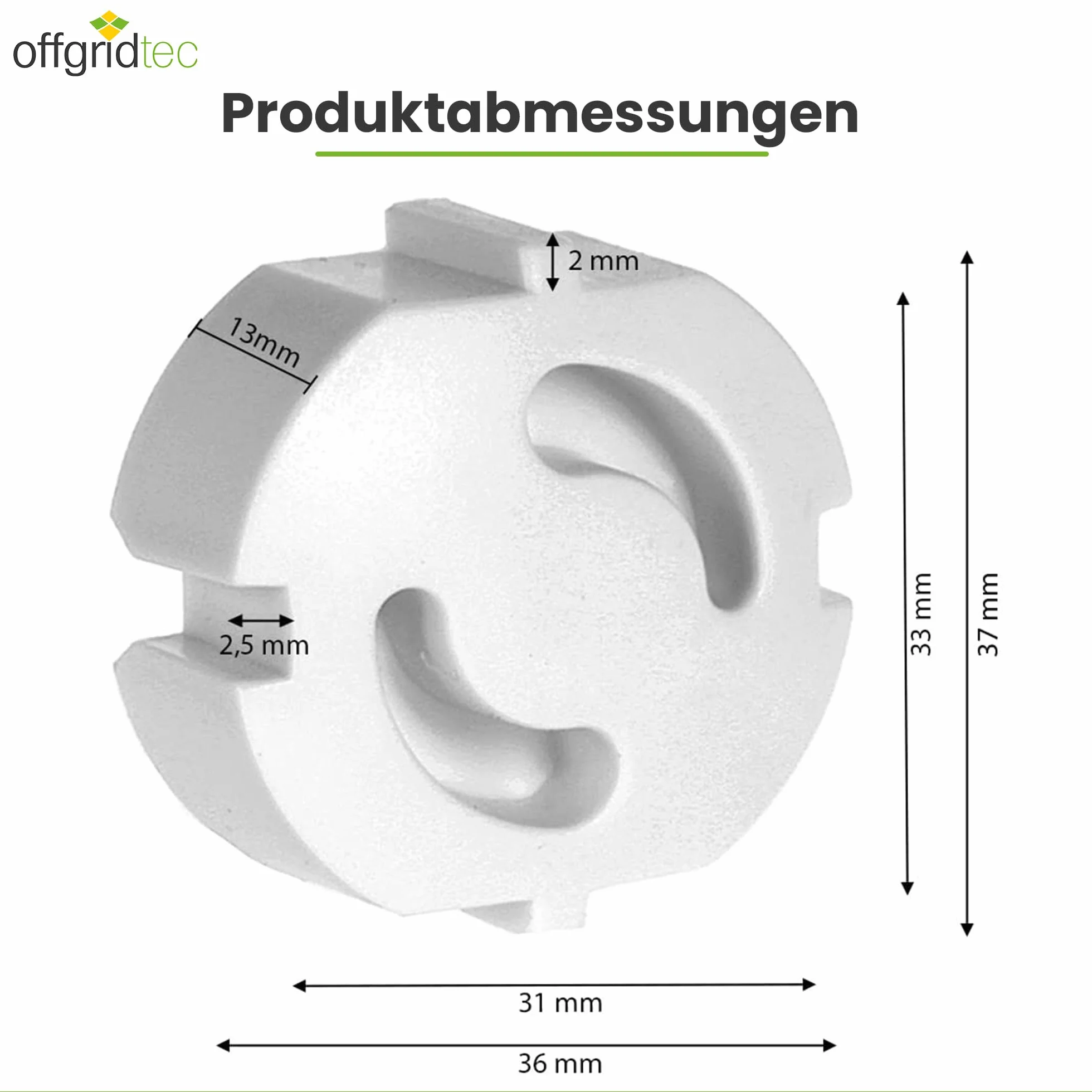 Offgridtec 007310 Zabezpieczenie przed Dziećmi do Gniazdka, Białe, 12 Sztuk
