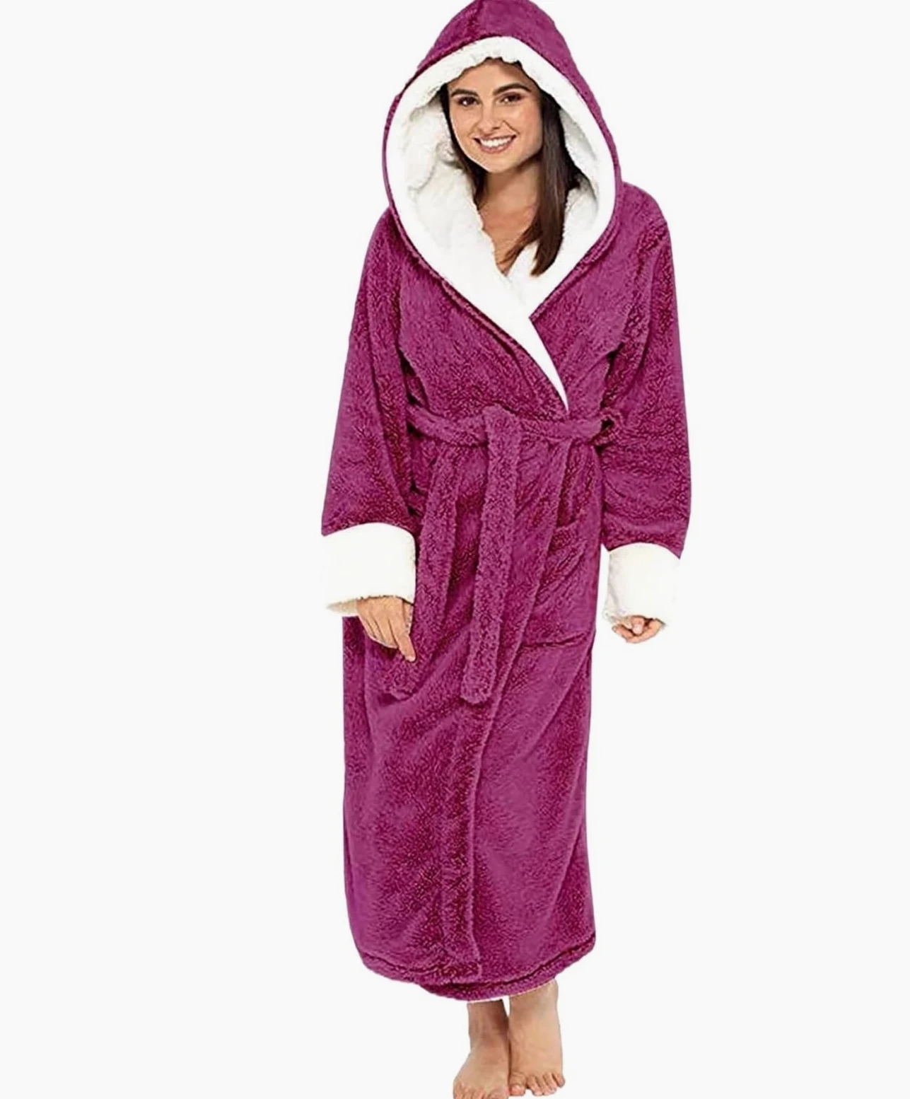 Szlafrok Damska Dopasowana Piżama Szlafrok Wydłużona Bielizna Nocna Z Kapturem Loungewear Plus Size Odzież(XL)