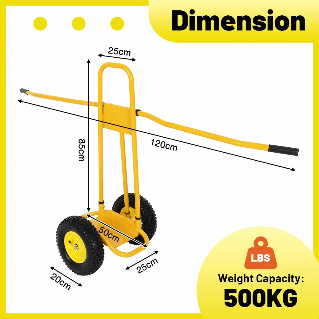płyta wózek transportowy, nośność 500 kg, z 4 pełnymi gumowymi kółkami, do transportu płyt, okien, drewnianych płytek i gipsowo-kartonowych płytek (żółty)