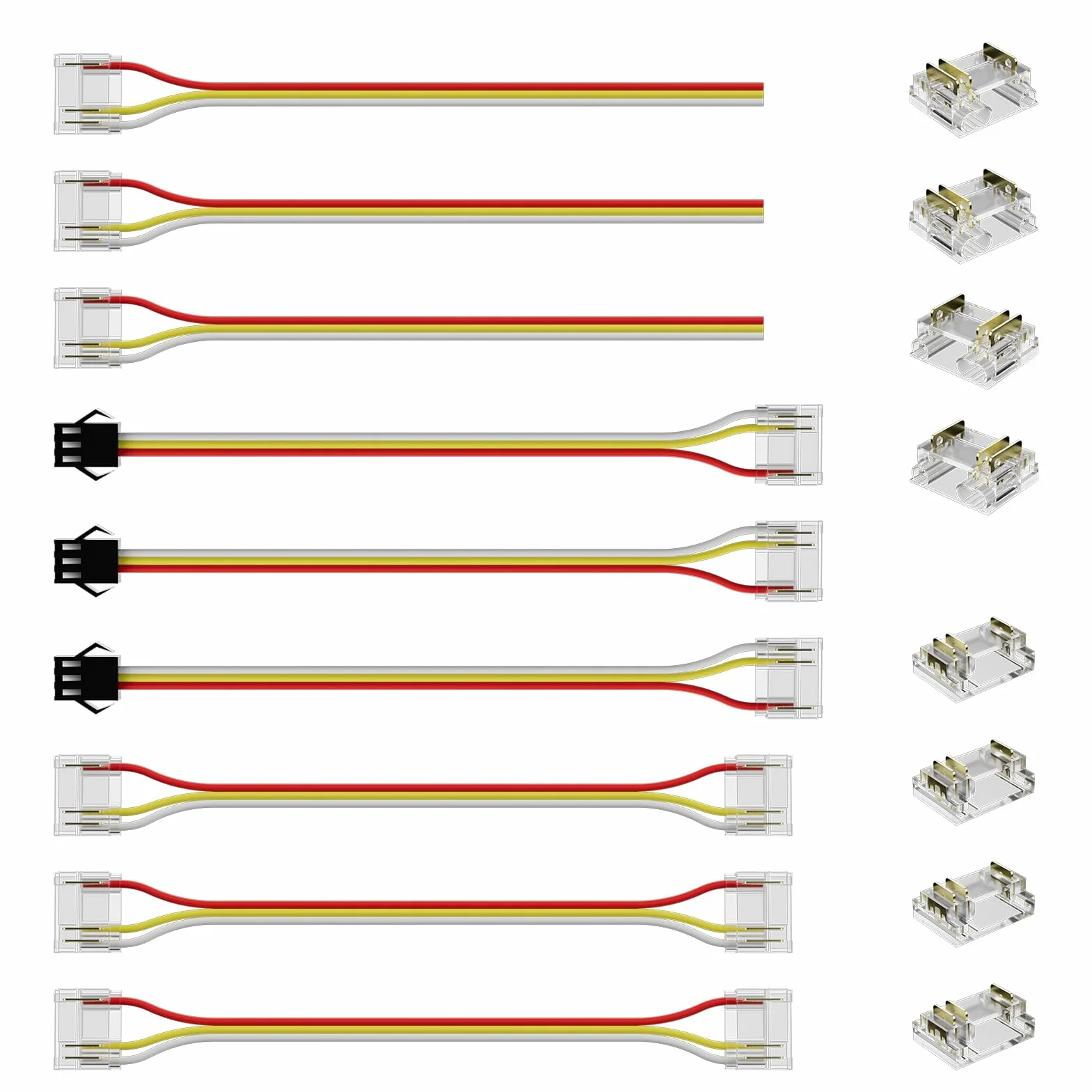 PAUTIX COB LED zestaw złączy do taśm RGBIC COB LED, 3-biegunowy zestaw przyłączy bez lutowania, pasek do wtyczki, wtyczka, bez przerw
