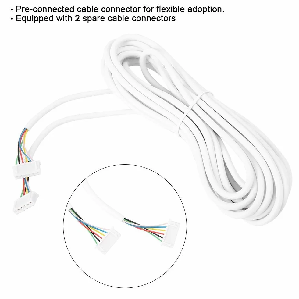 6-żyłowy kabel 5 m, 6-żyłowy przewód dzwonka, okrągły elastyczny przewód miedziany do wideodomofonu, 0,3 mm², 5 m, biały