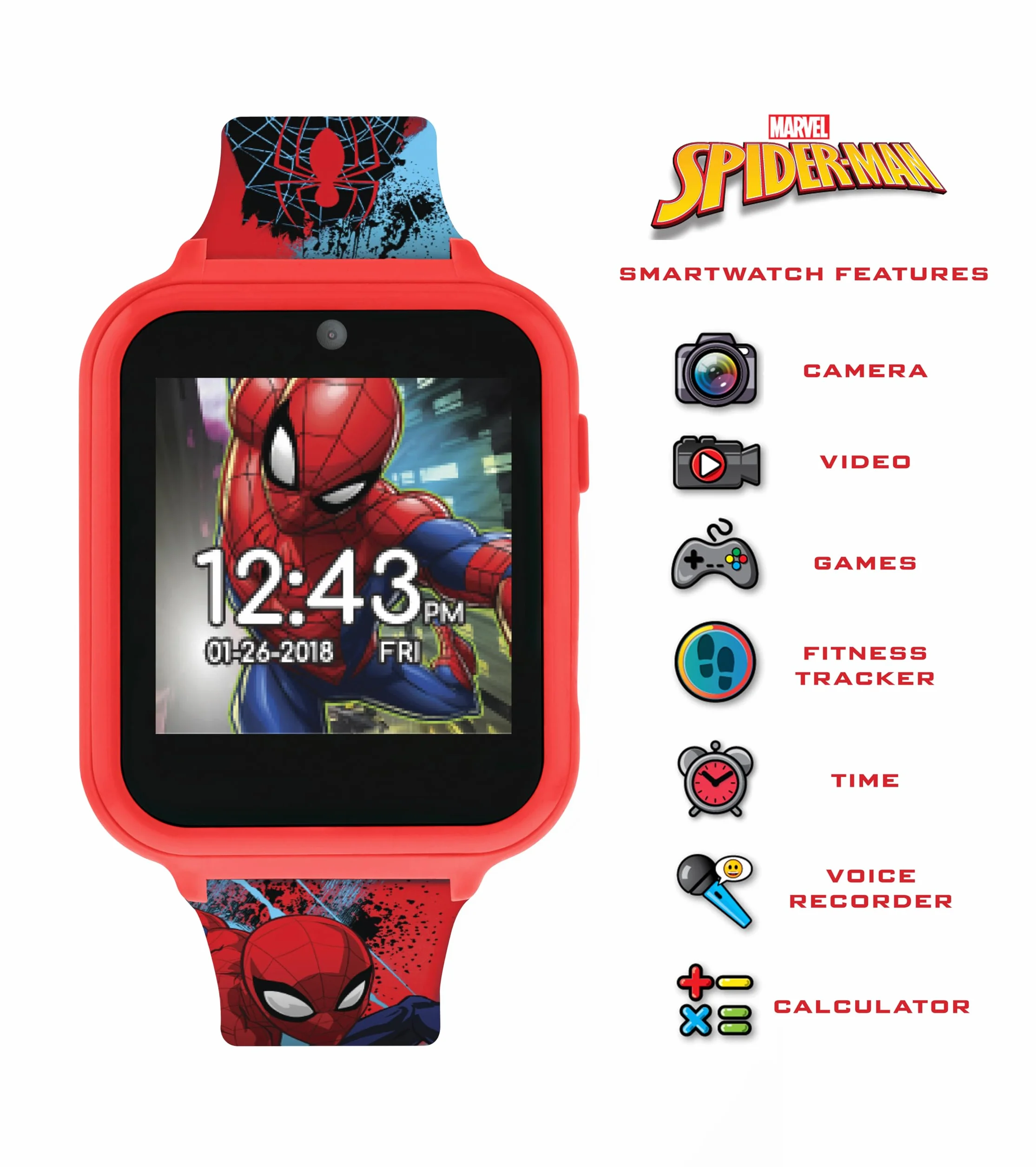Spiderman SPD4588 dziecięcy zegarek cyfrowy, wyświetlacz cyfrowy i silikonowy pasek