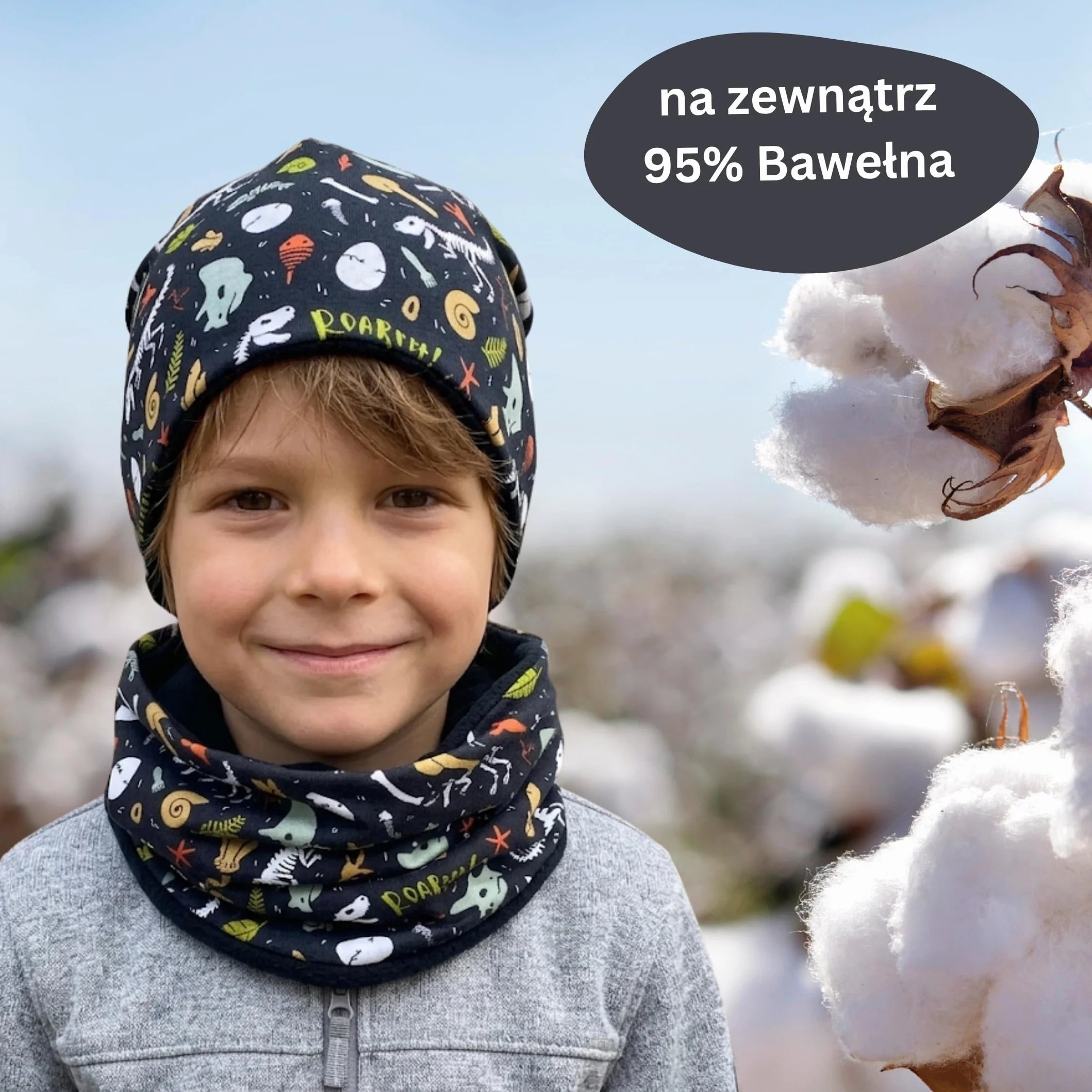 HECKBO Zestaw czapka beanie i komin dla dzieci – z podszyciem z polaru lub dżerseju (dwustronny) – unisex dla chłopców i dziewczynek – 95% bawełny – idealny na jesień, wiosnę i zimę
