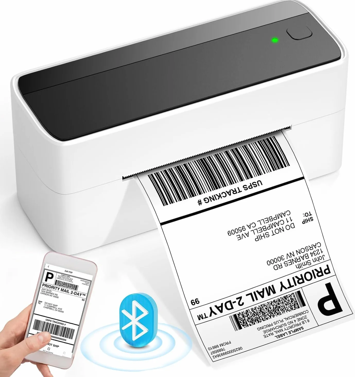 Phomemo drukarka etykiet Bluetooth DHL, drukarka etykiet wysyłkowych 4x6, termiczna drukarka do etykiet Label Printer jest do eBay, Amazon, Etsy, Ups, Shopify, Vinted itp. (Czarno-biały)