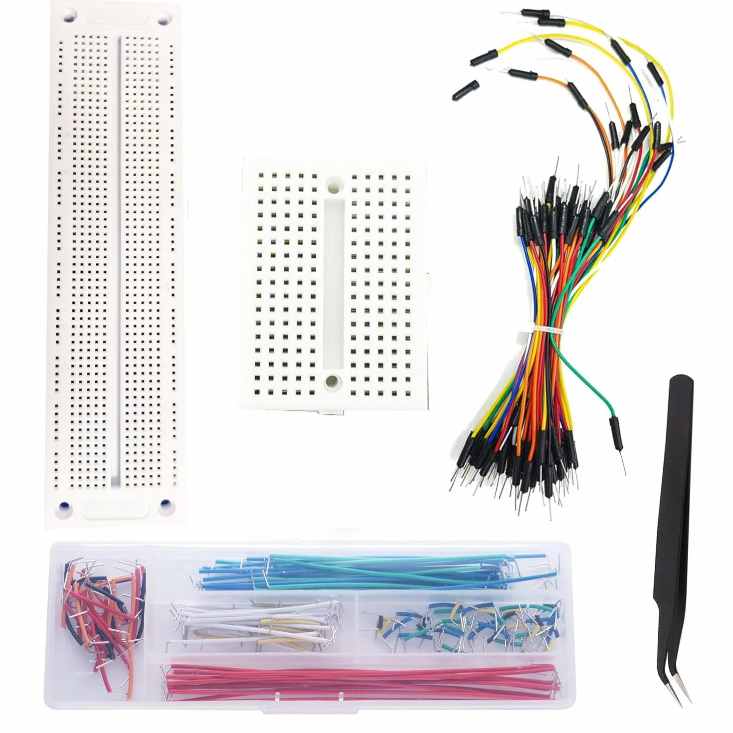 Płytka testowa zestaw,Mini płyta testowa bez spawania,z drutu skoczkowego w kształcie litery U,Elastyczny kabel Protoboard Bridge,pinzette,per test elettronici fai da te