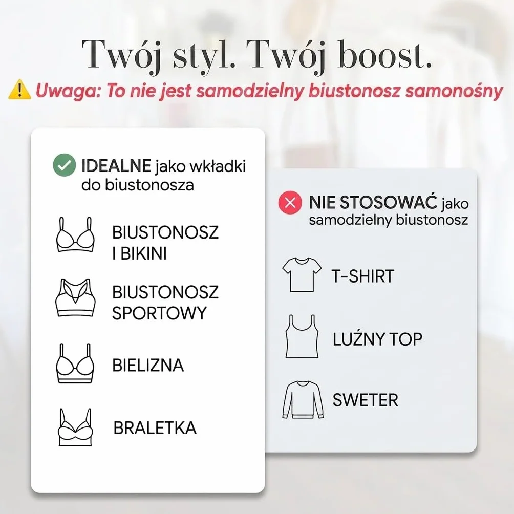 Push Up Pads – samoprzylepne wkładki do biustonosza dla efektu push-up – samoprzylepny biustonosz – wielokrotnego użytku do dużych i małych piersi – lepkie silikonowe wkładki do biustonosza