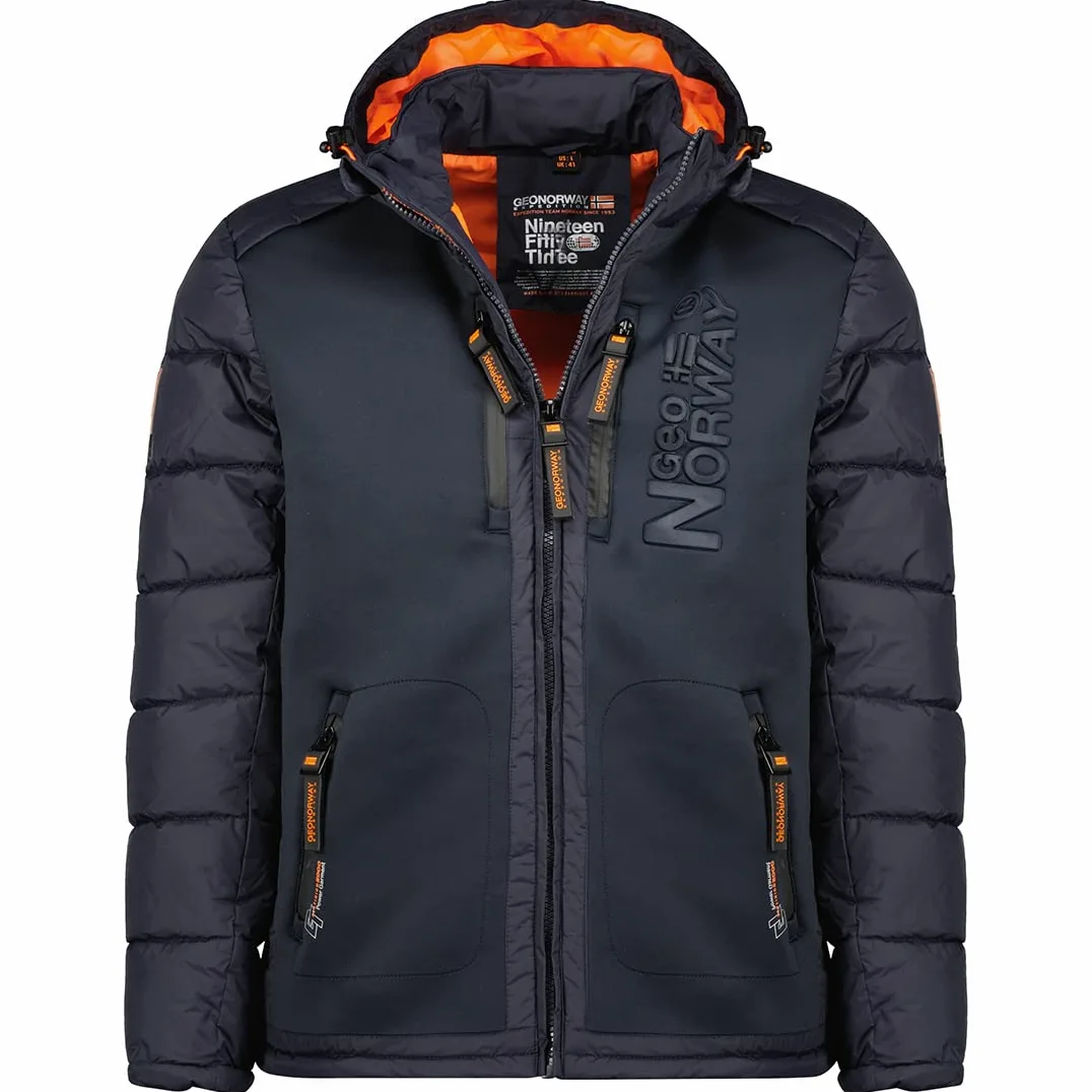 Geographical Norway Beachwood Men Kurtka zimowa męska pikowana, ciepła kurtka z podszewką, wiatrówka z długim rękawem, lekka, ocieplana