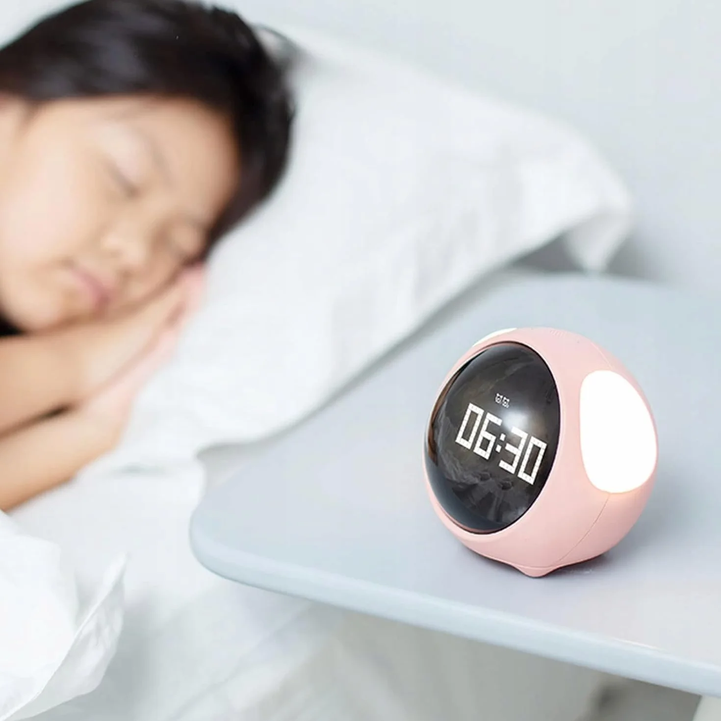 ELECTRONICA4U Zegar budzik lampka lampa nocna LED dla dzieci dziecka Emoji Emotikony